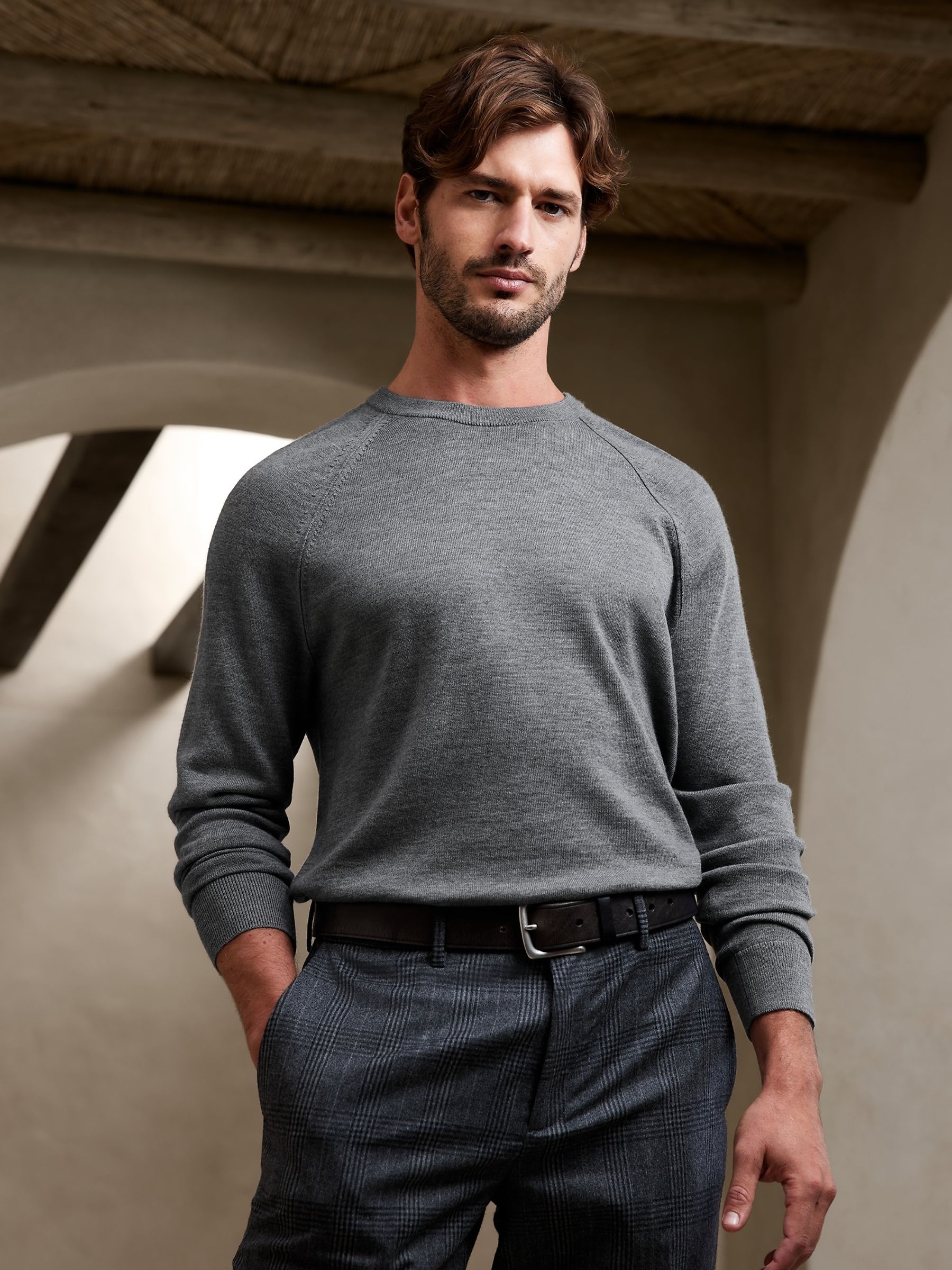 Banana Republic Grey Merino Wool Cori Crew Neck Jumper - Image 1 of 1