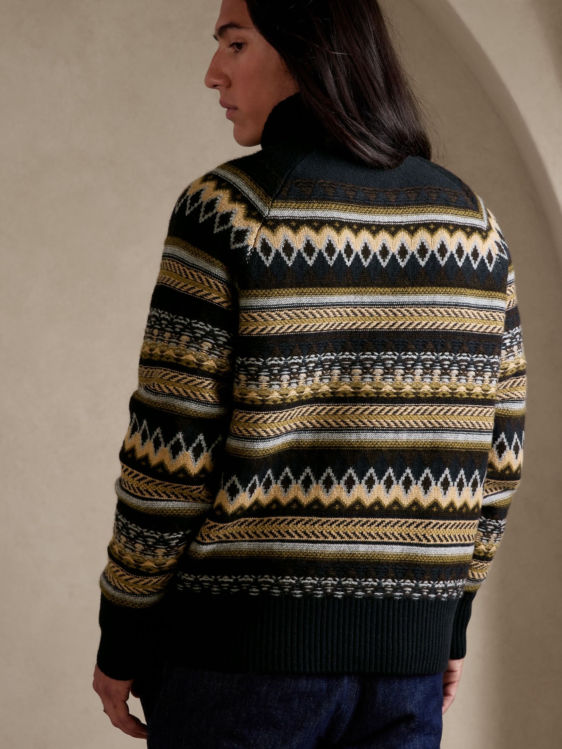 Banana Republic Black Kirk Fair Isle Jumper - Image 2 of 4