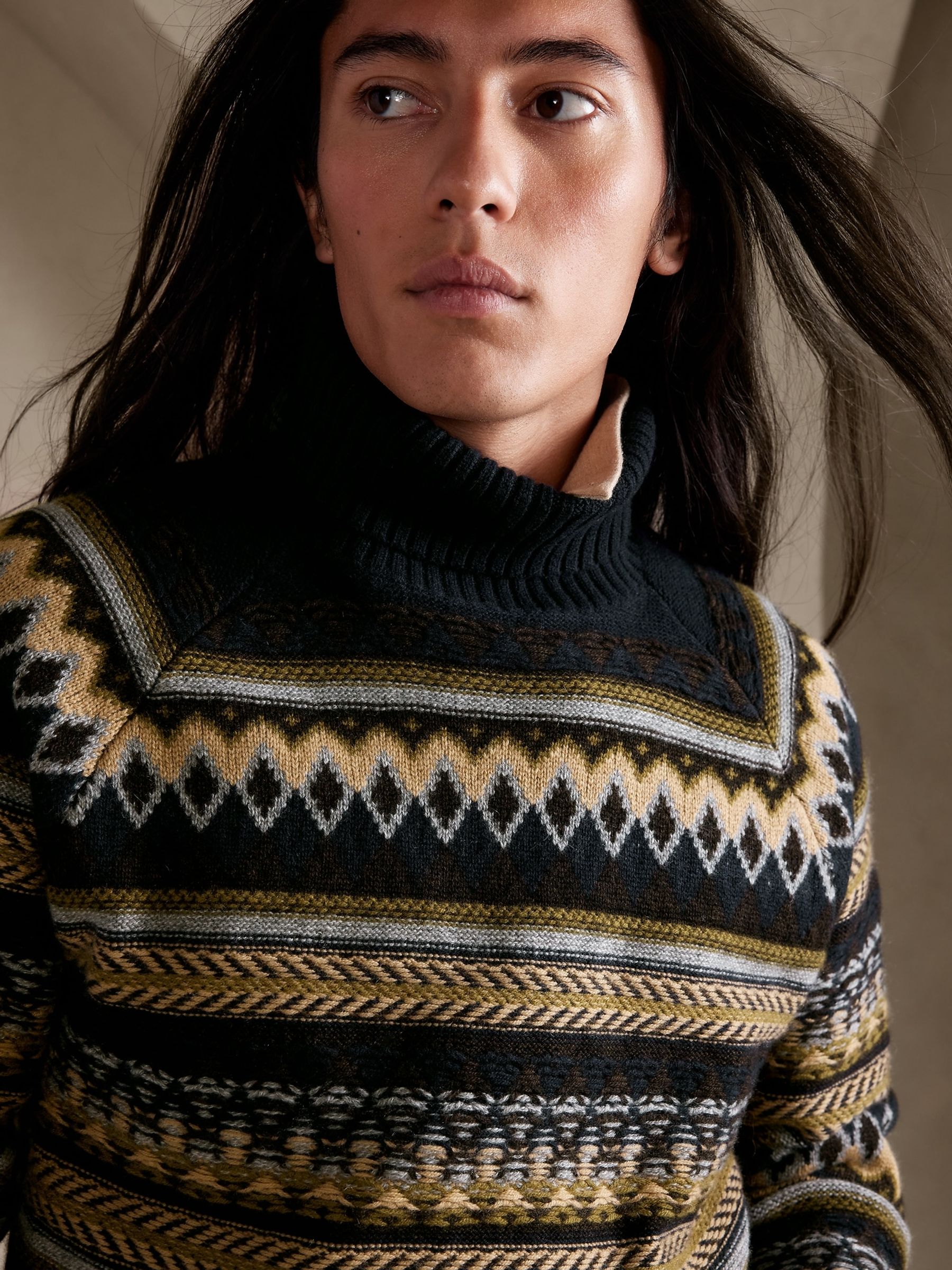Banana Republic Black Kirk Fair Isle Jumper - Image 3 of 4
