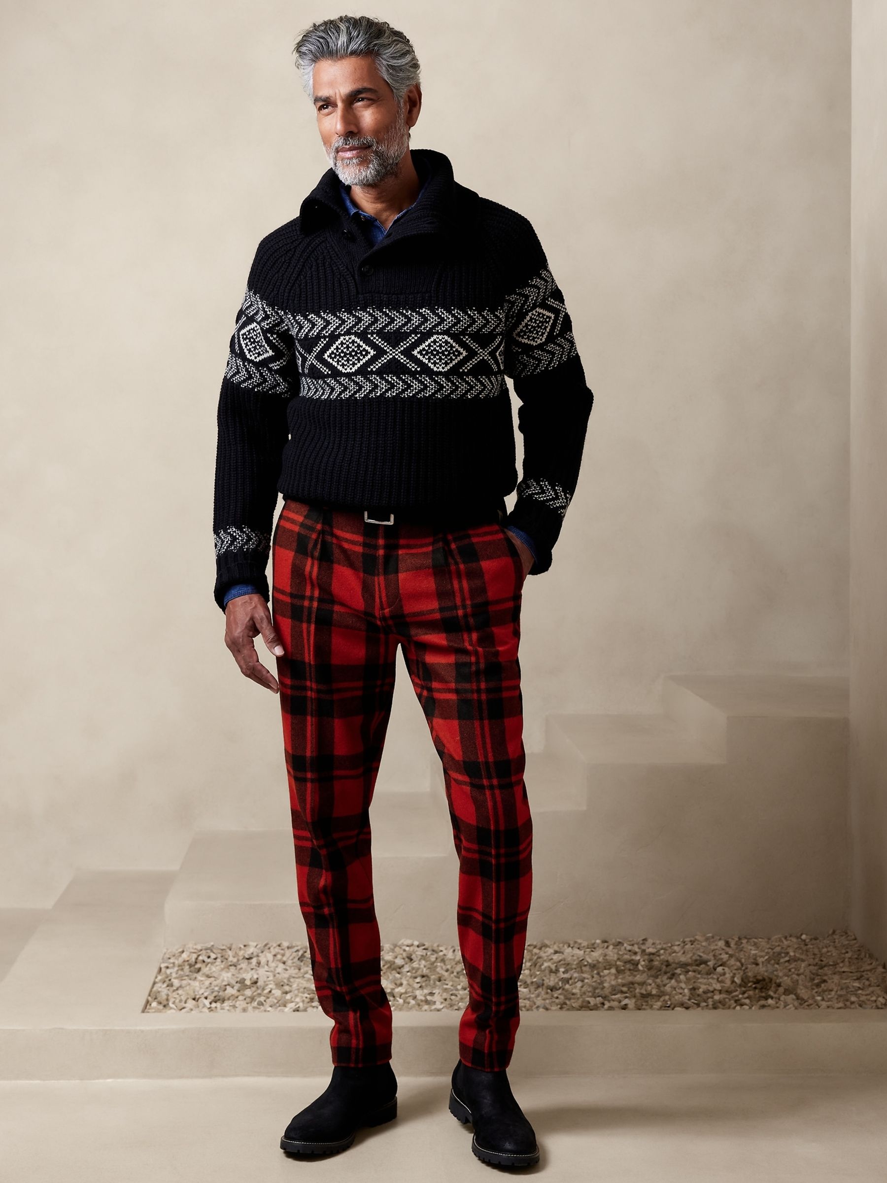 Banana Republic Red Val Plaid Suit Trousers - Image 1 of 5