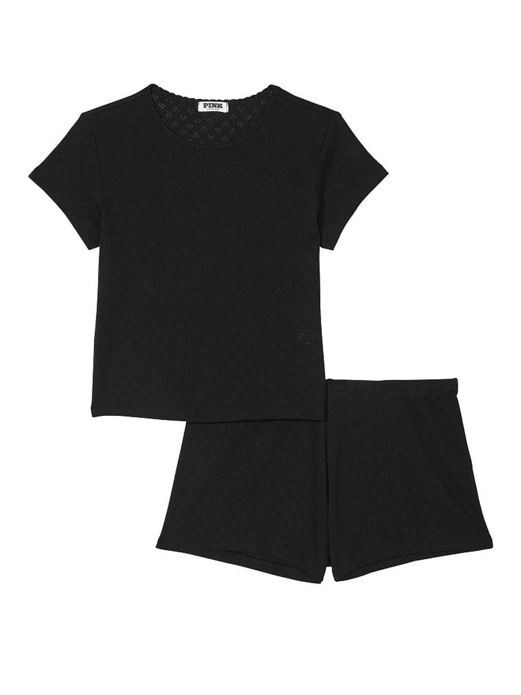 Pure Black Heart Pointelle Short Pyjama Set - Image 3 of 4