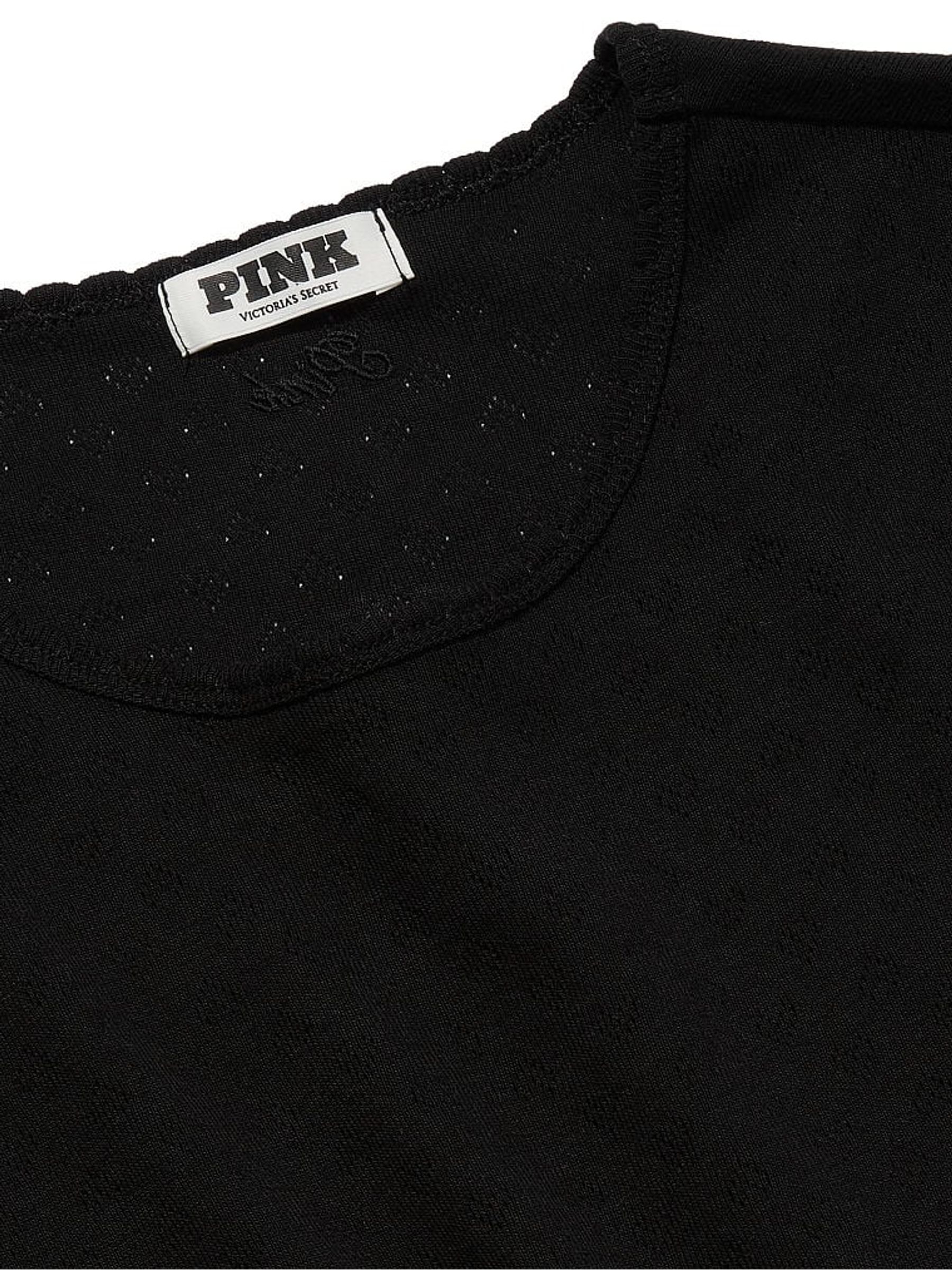 Pure Black Heart Pointelle Short Pyjama Set - Image 4 of 4