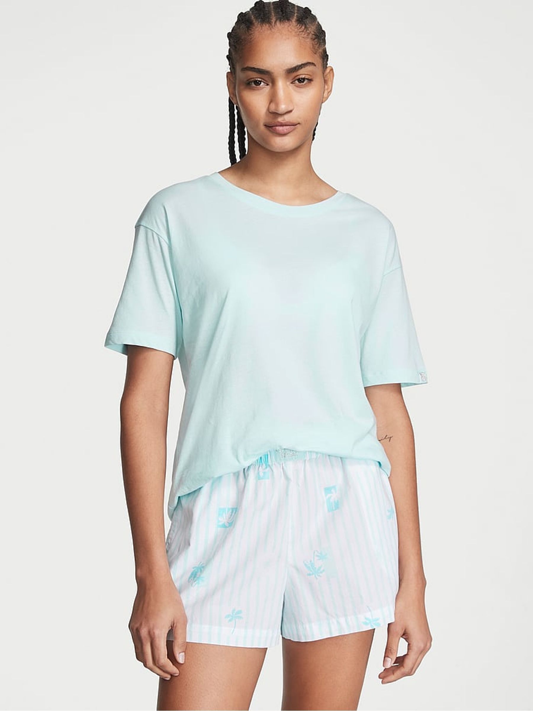 Resort Blue Knit Short Pyjamas - Image 1 of 4
