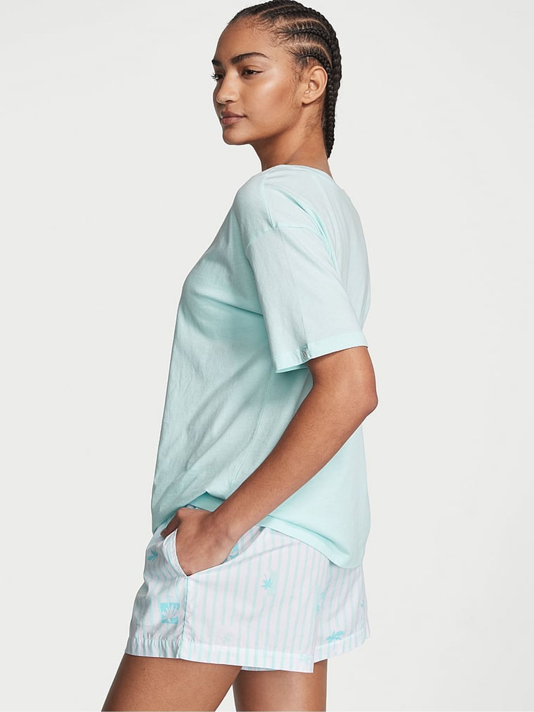 Resort Blue Knit Short Pyjamas - Image 2 of 4 Resort Blue Knit Short Pyjamas - Image 2 of 4