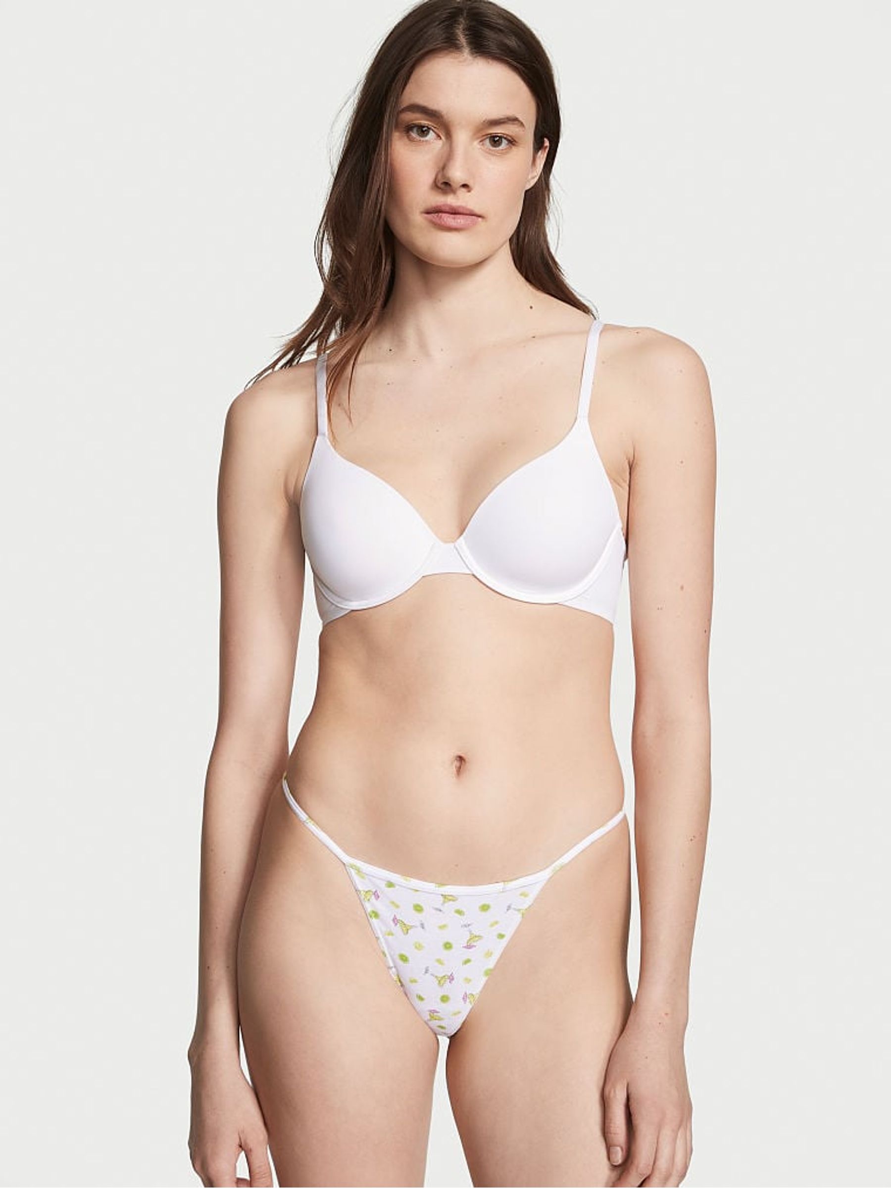 Lime Margarita White Cotton G String Knickers - Image 1 of 3