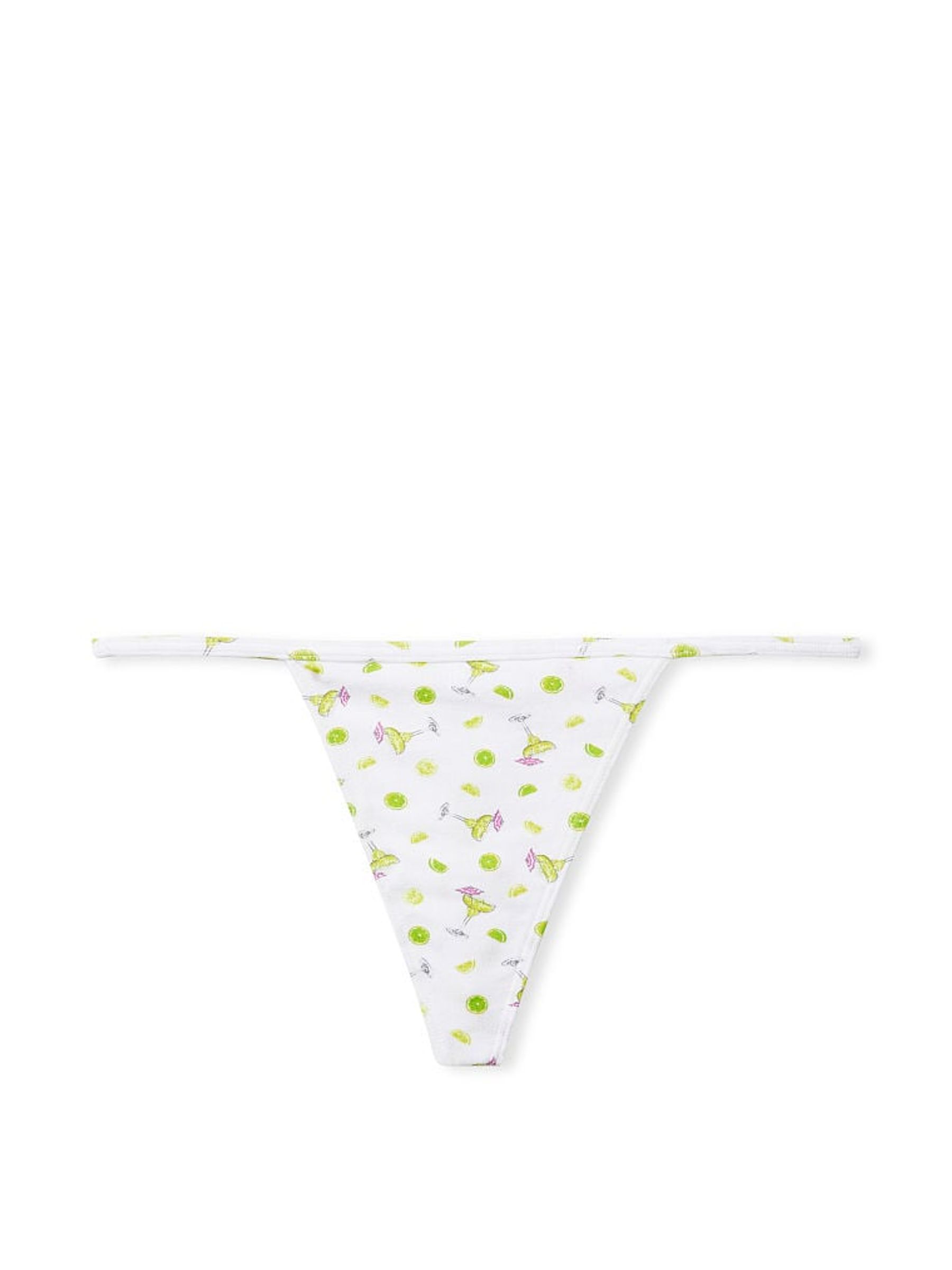Lime Margarita White Cotton G String Knickers - Image 3 of 3