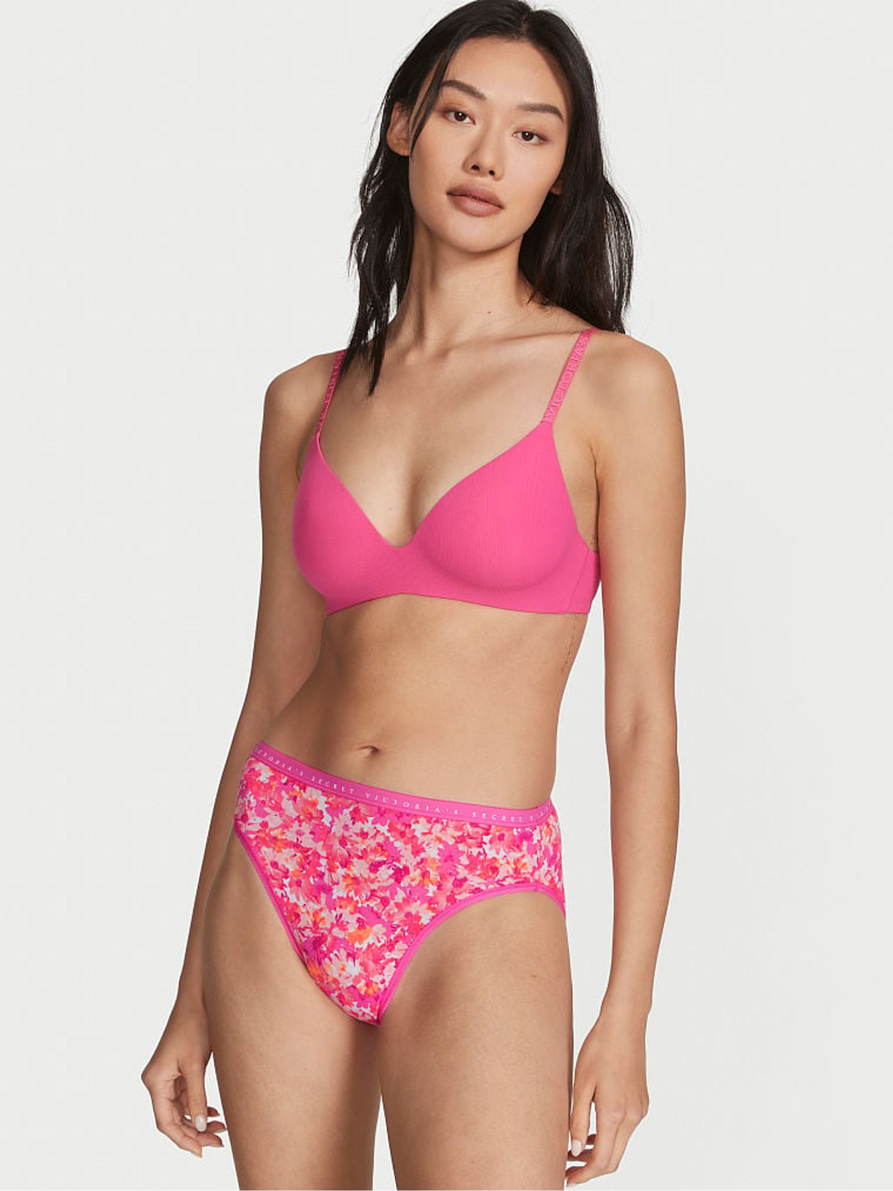 Pink Splash Floral Stretch Cotton High Leg Brief Knickers - Image 1 of 3