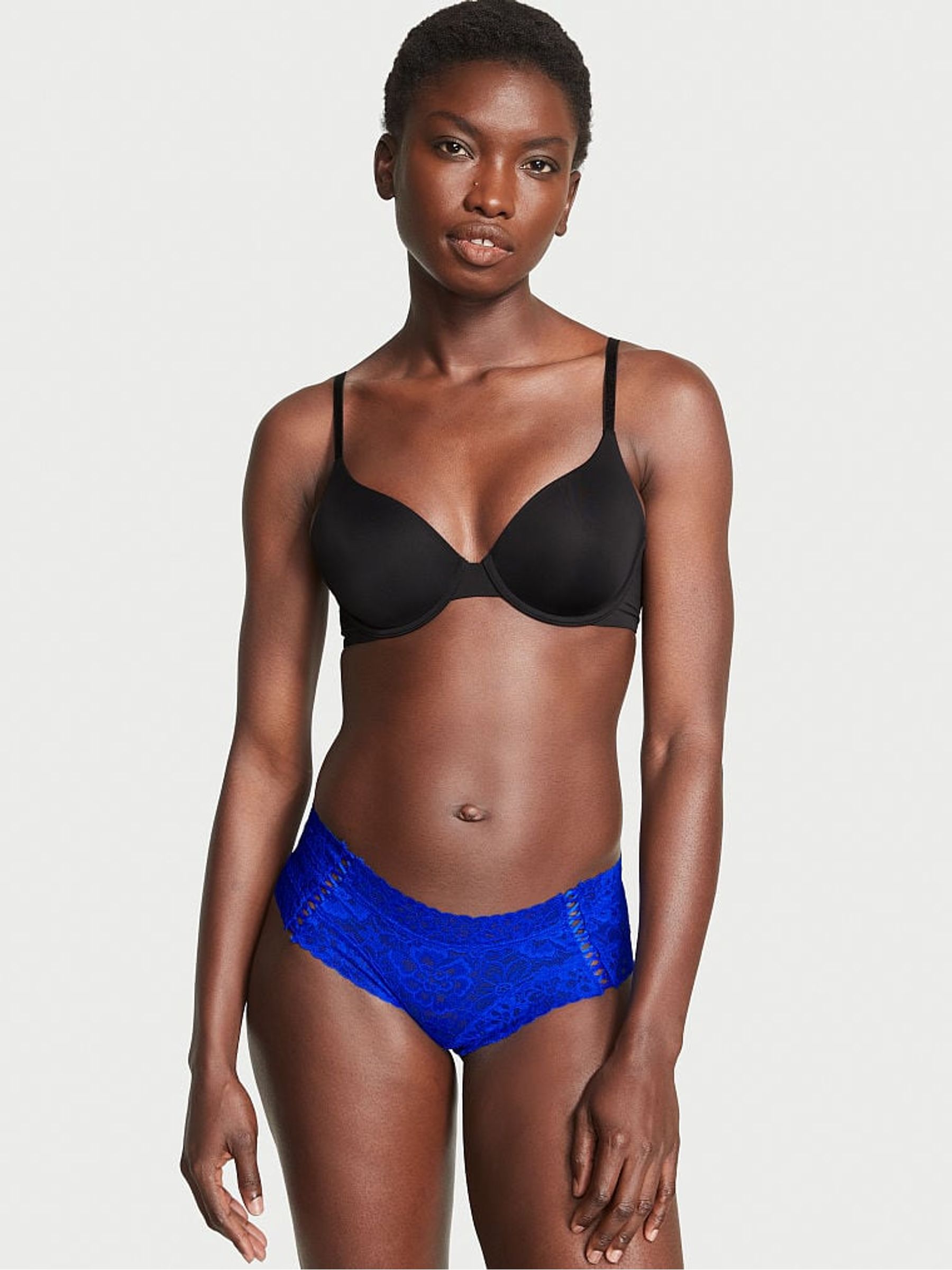 Cool Aqua Blue Lace Cheeky Knickers - Image 1 of 3