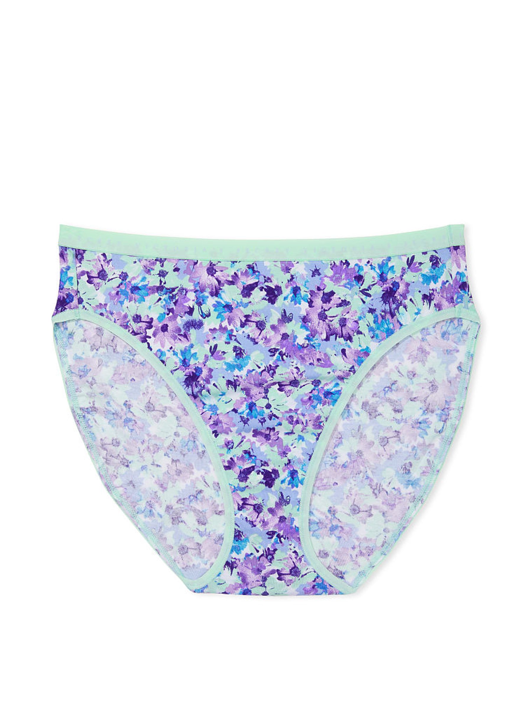 Mint Green Floral Stretch Cotton High Leg Brief Knickers - Image 3 of 3