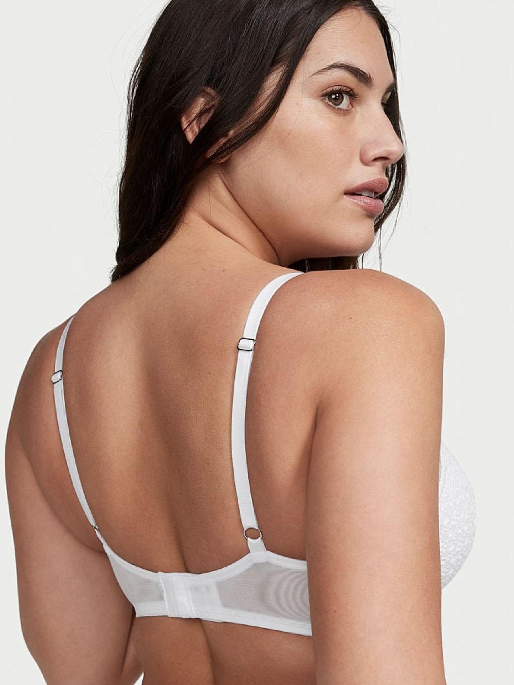 White Lightly Lined Demi Broderie Scalloped Trim Bra - Image 2 of 4