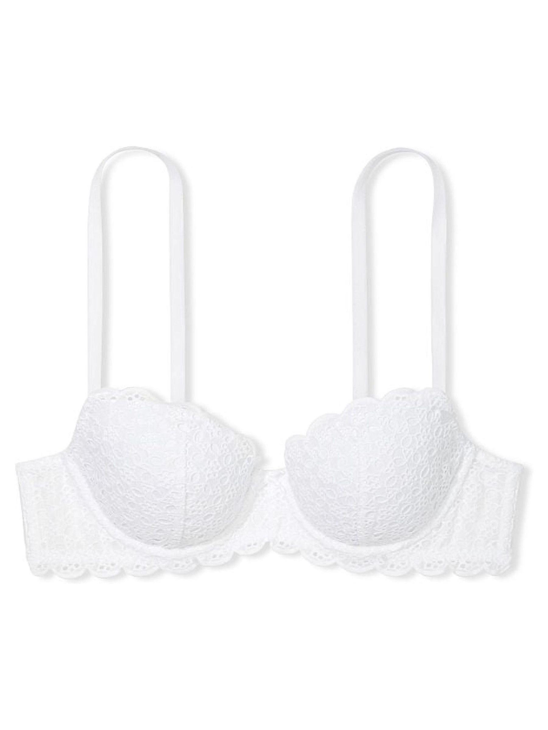 White Lightly Lined Demi Broderie Scalloped Trim Bra - Image 4 of 4