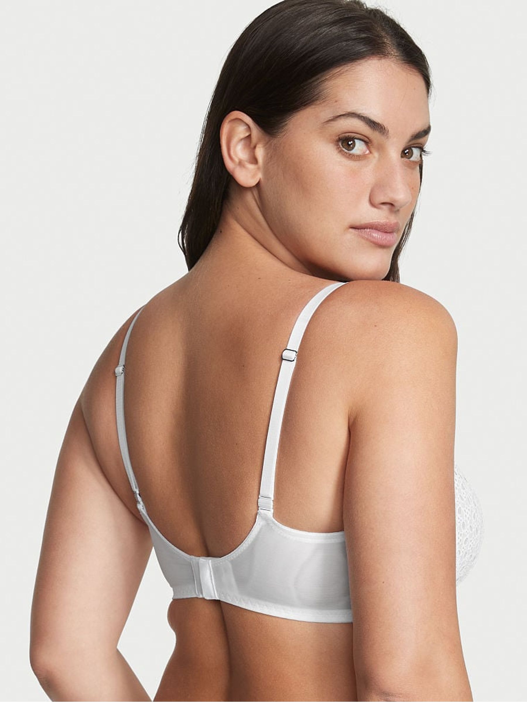 White Unlined Balcony Broderie Scalloped Trim Bra - Image 2 of 4