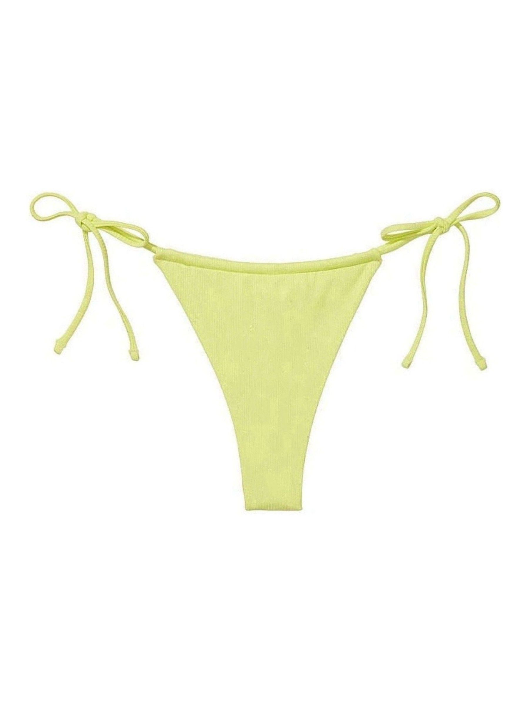 Yellow Lime Citron Tie Side High Leg Bikini Bottom - Image 3 of 4