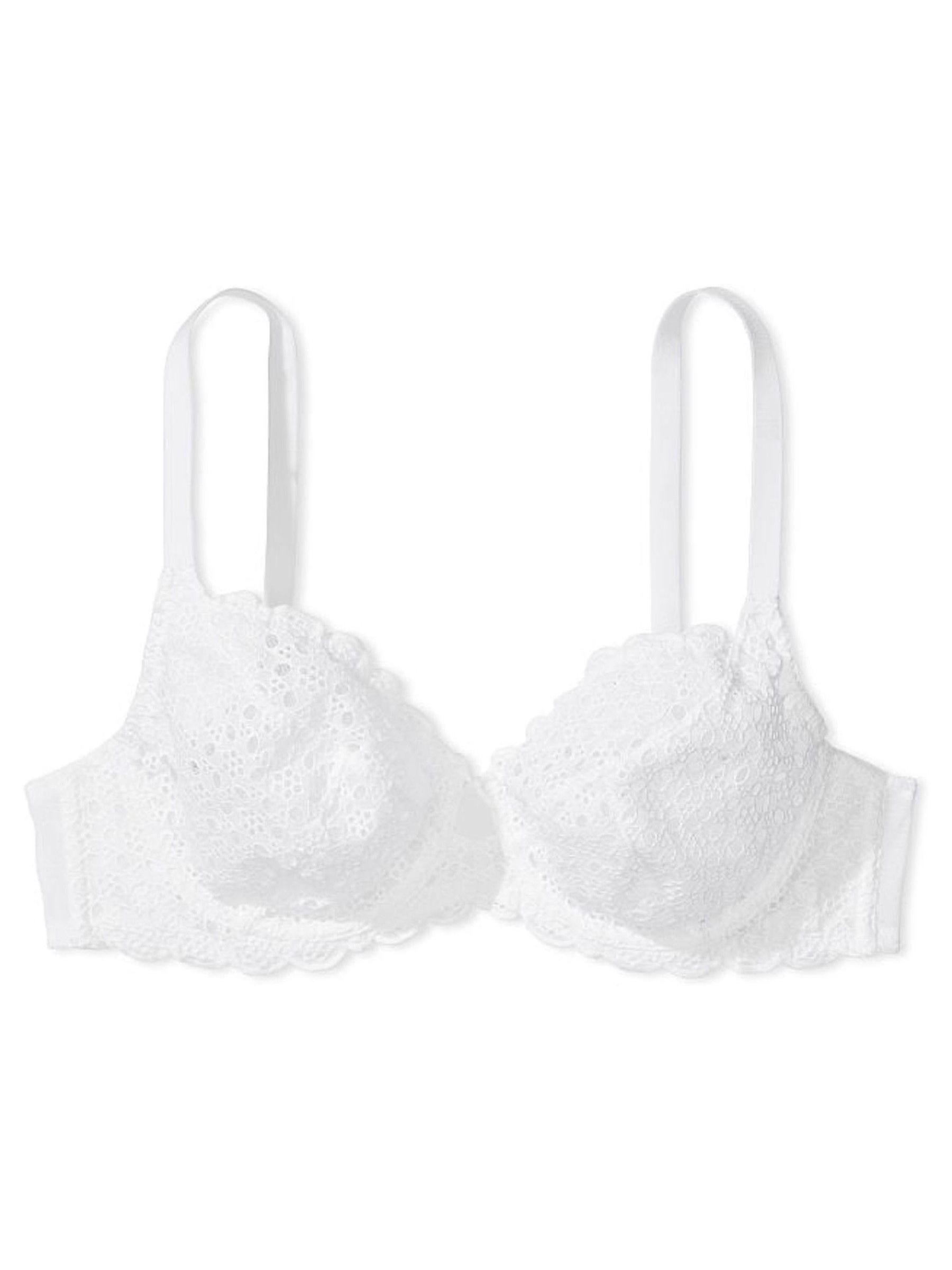 White Lightly Lined Full Cup Broderie Scalloped Trim Bra - Image 3 of 3