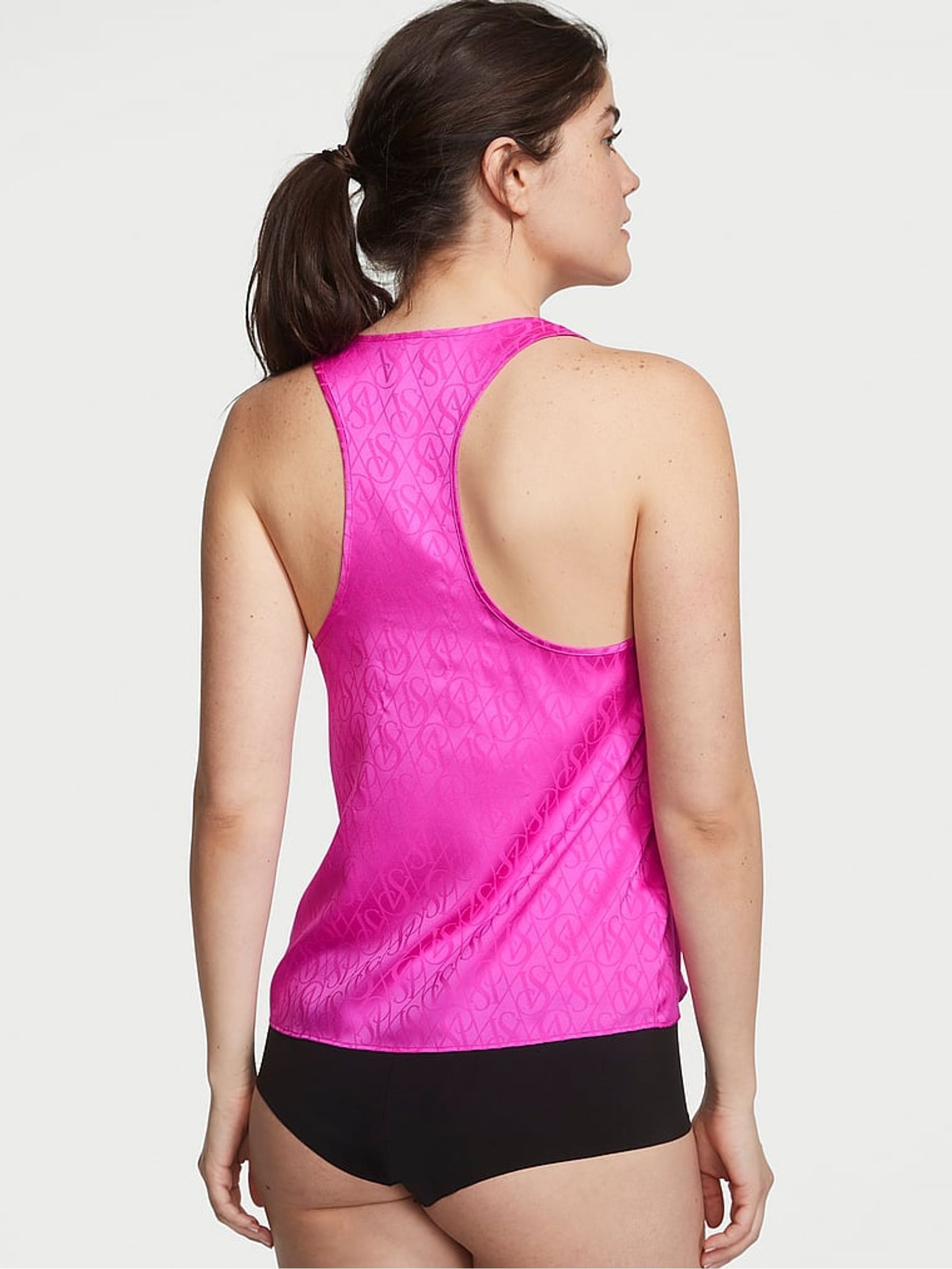 Pink Berry Logo Satin Racerback Pyjama Top - Image 2 of 3