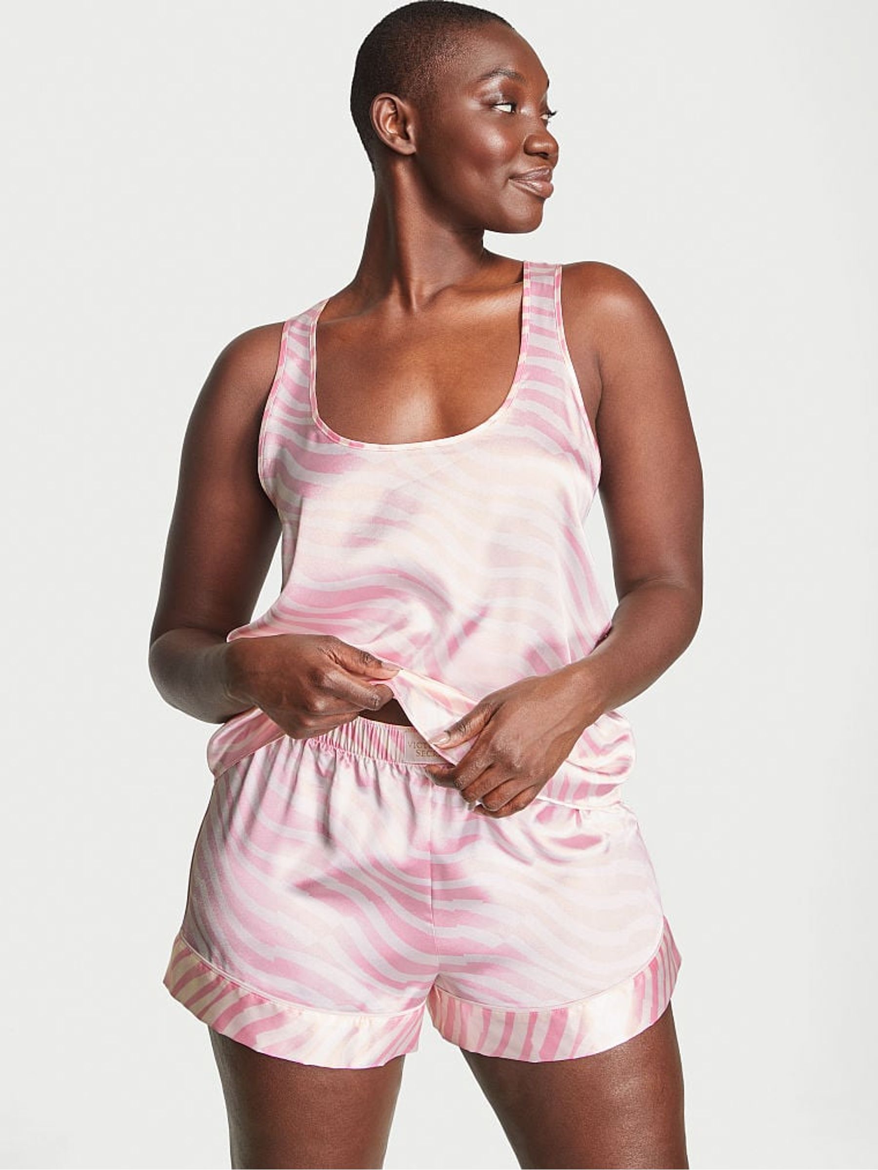 Pink Zebra Satin Racerback Pyjama Top - Image 1 of 4