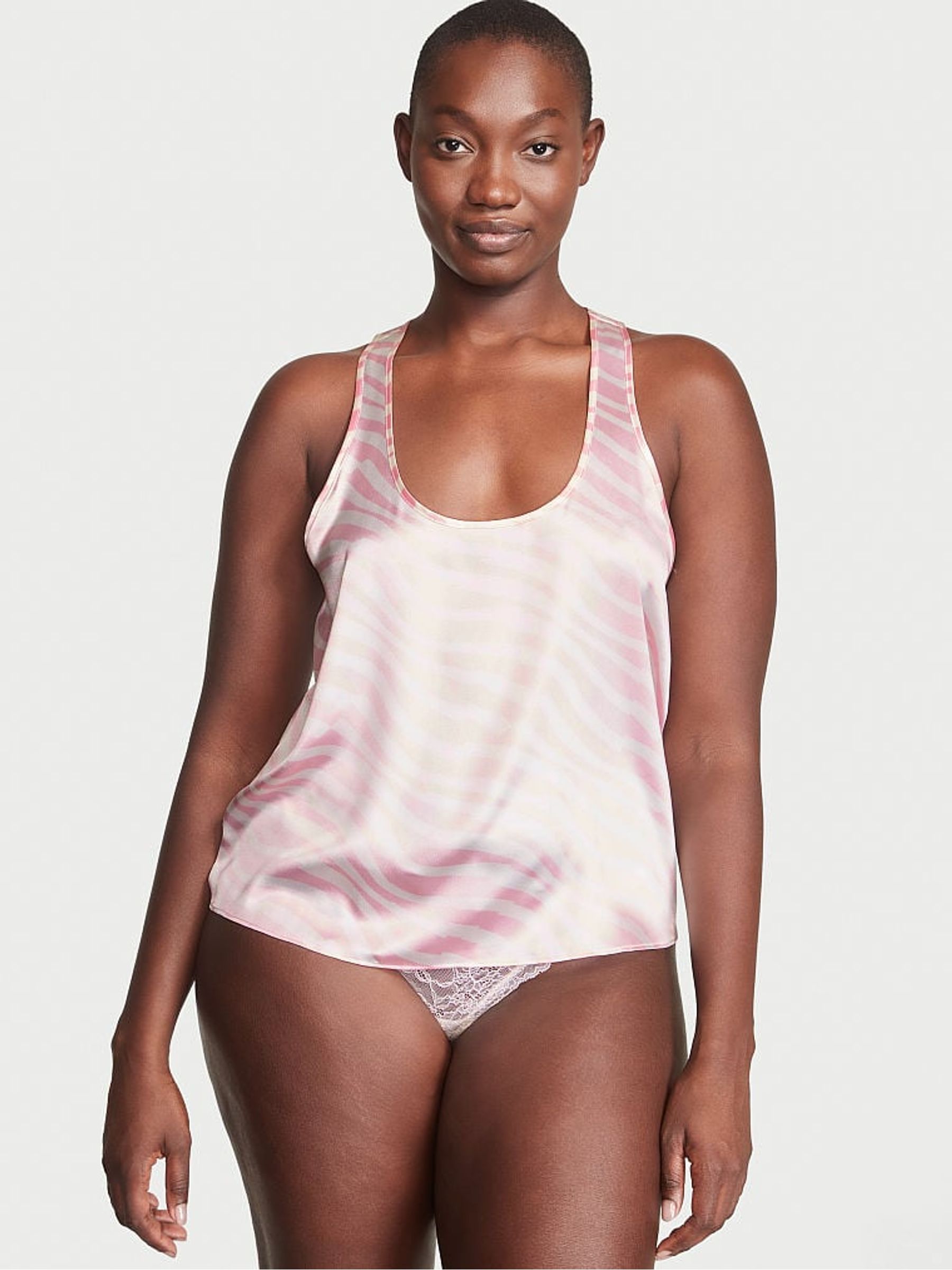 Pink Zebra Satin Racerback Pyjama Top - Image 3 of 4