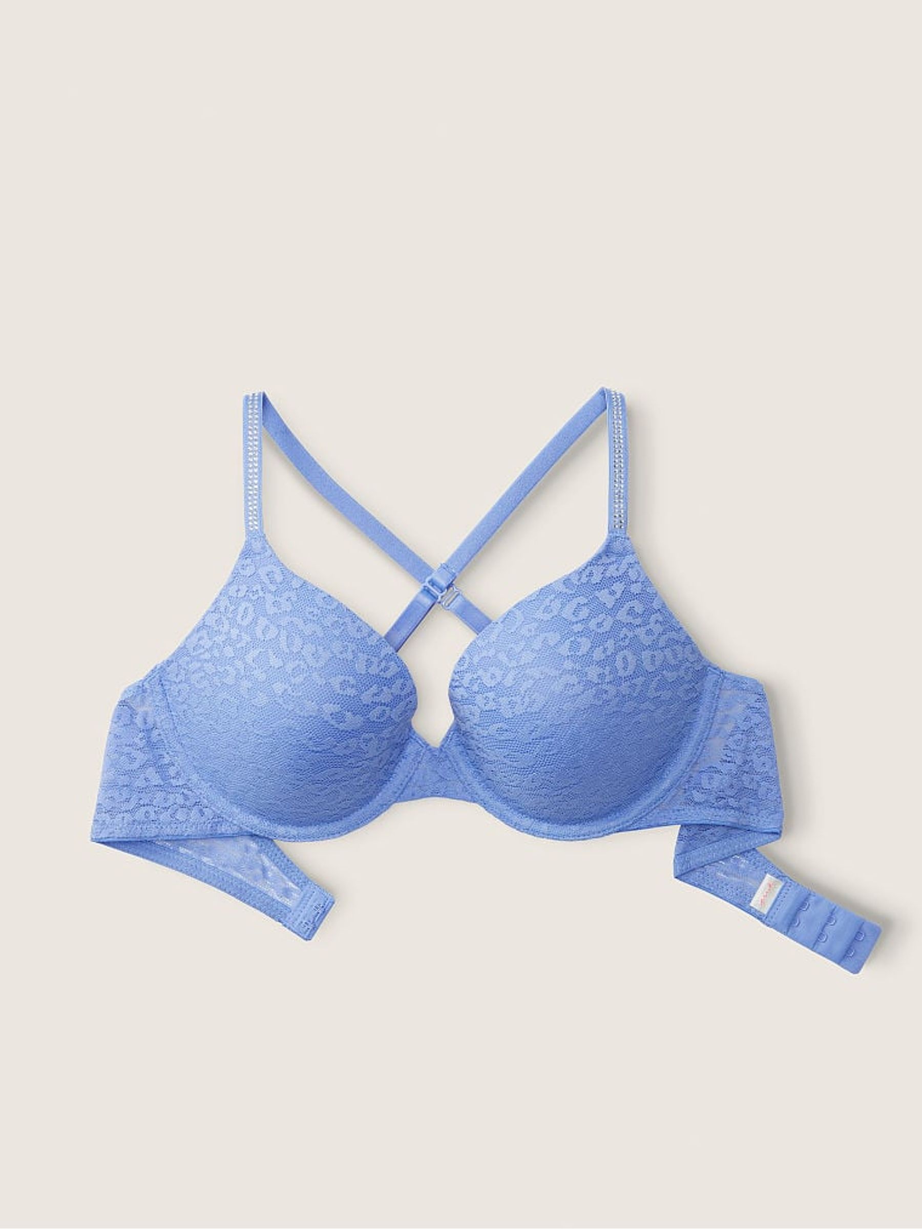 Blue Palm Triangle MixandMatch Halterneck Removable Push Up Bra Bikini Top - Image 4 of 5
