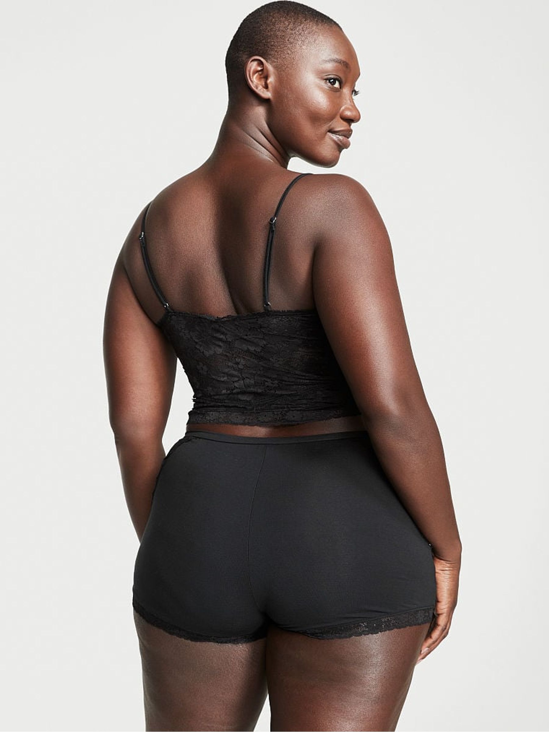 Black Crop Topped Modal Cami Top Set - Image 2 of 3