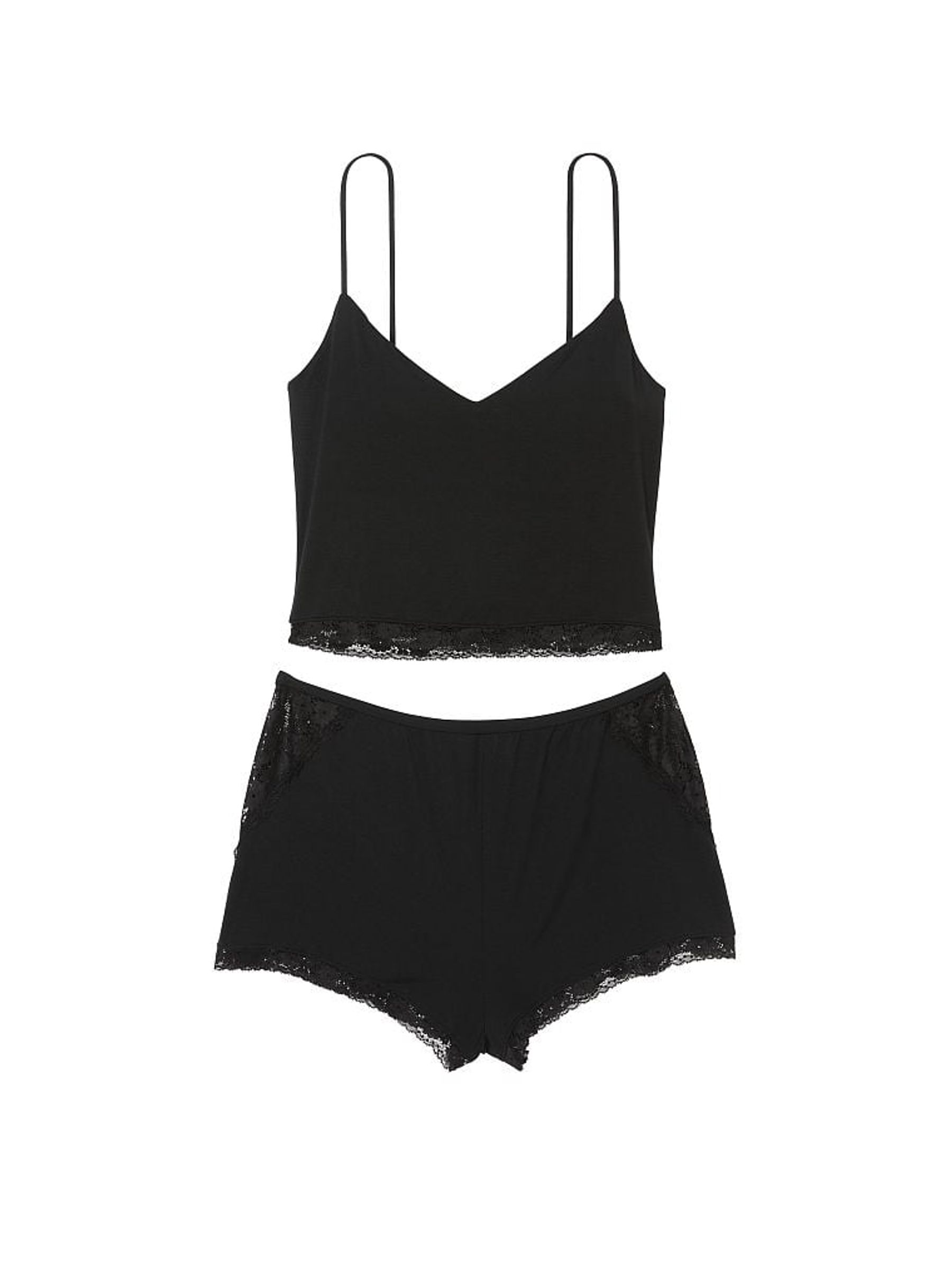 Black Crop Topped Modal Cami Top Set - Image 3 of 3
