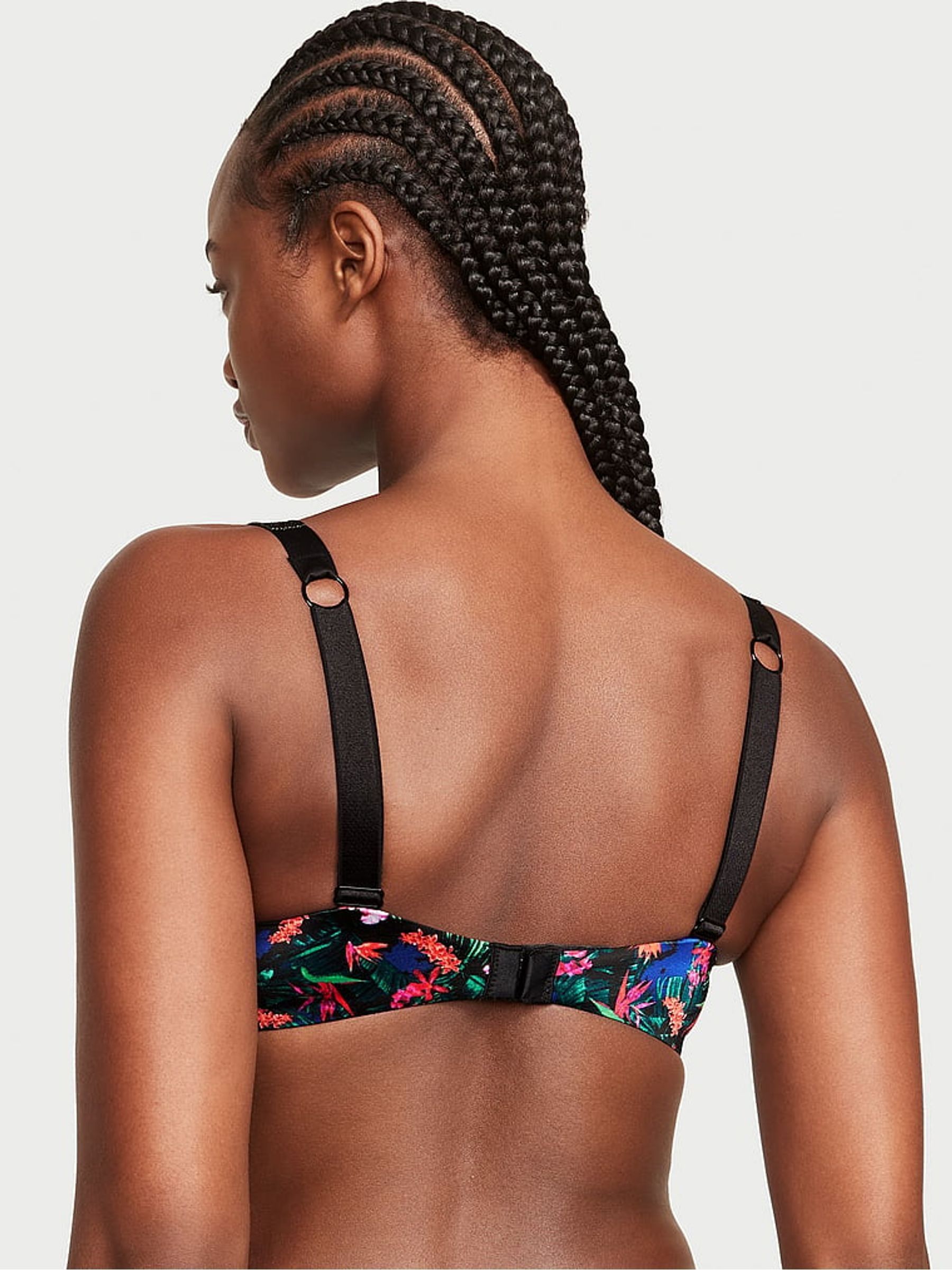 Moonlit Tropical Green Smooth Shine Strap Push Up Bra - Image 2 of 3