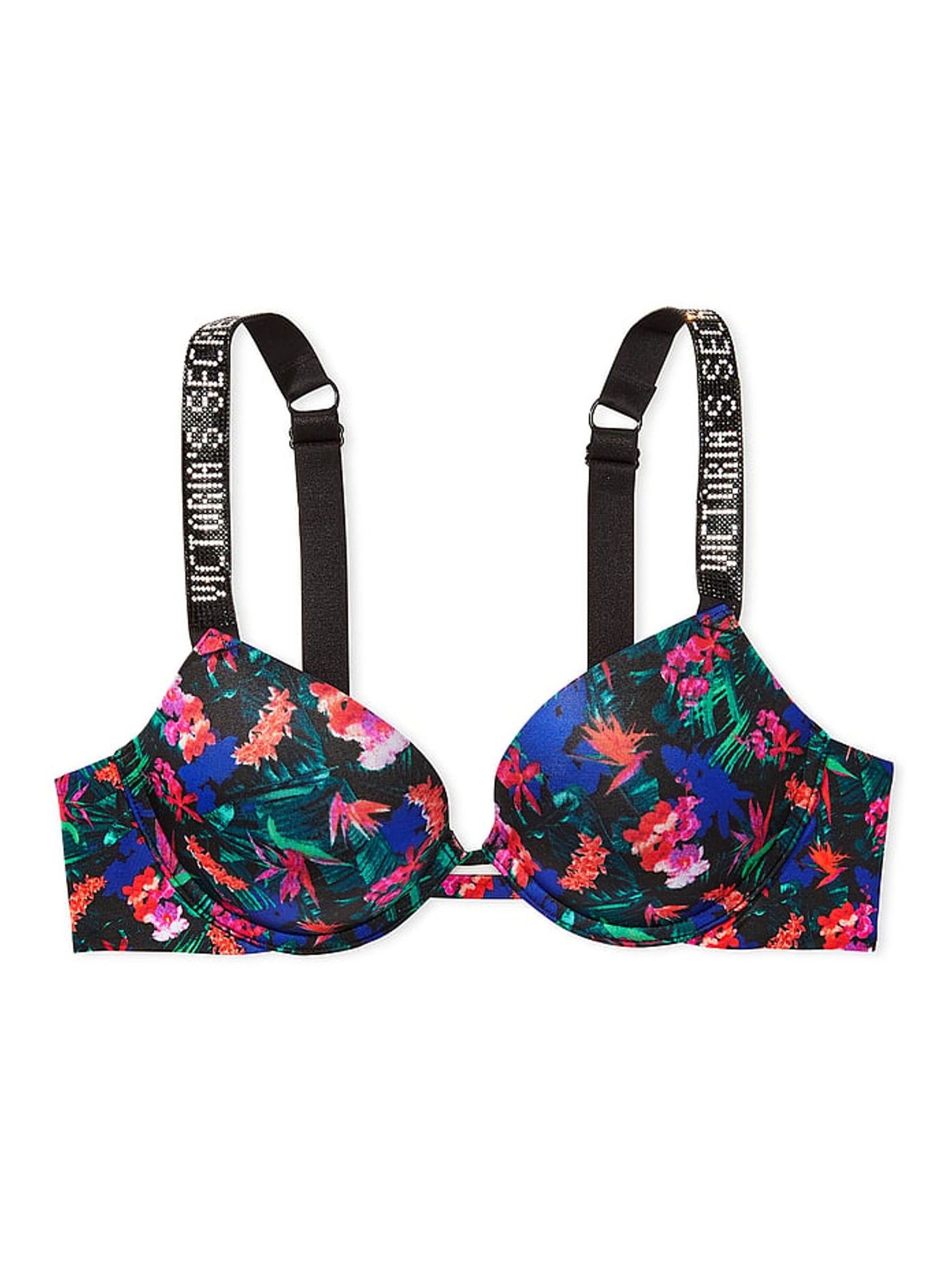 Moonlit Tropical Green Smooth Shine Strap Push Up Bra - Image 3 of 3