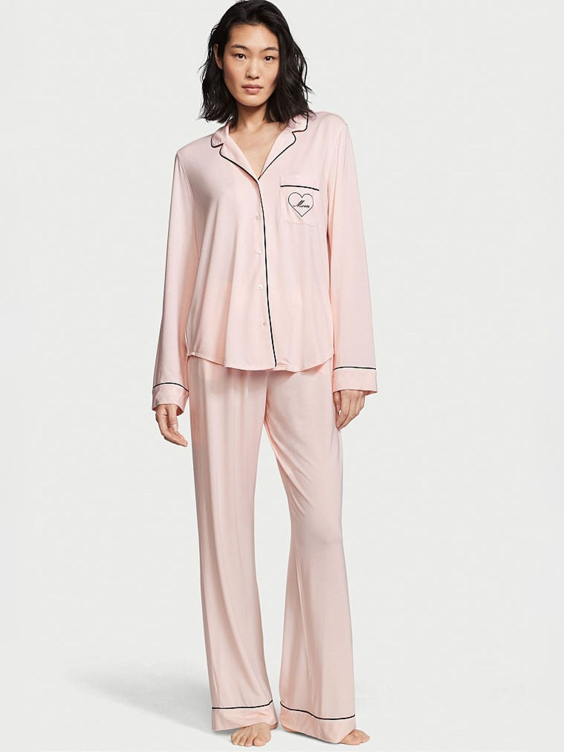 Purest Pink Mom Heart Modal Long Pyjamas - Image 1 of 4