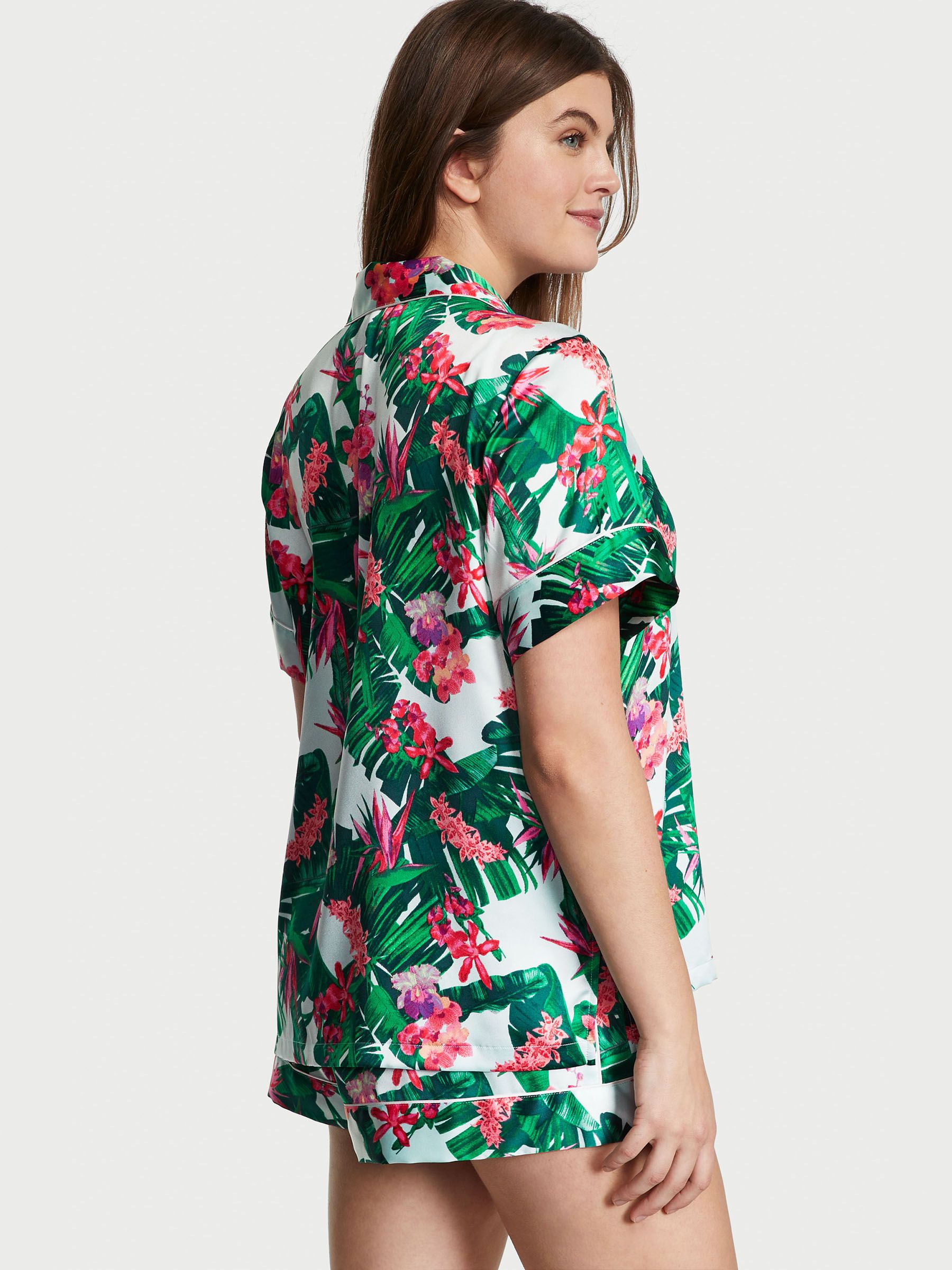 Tropic Resort Green Satin Short Pyjamas - Image 2 of 4