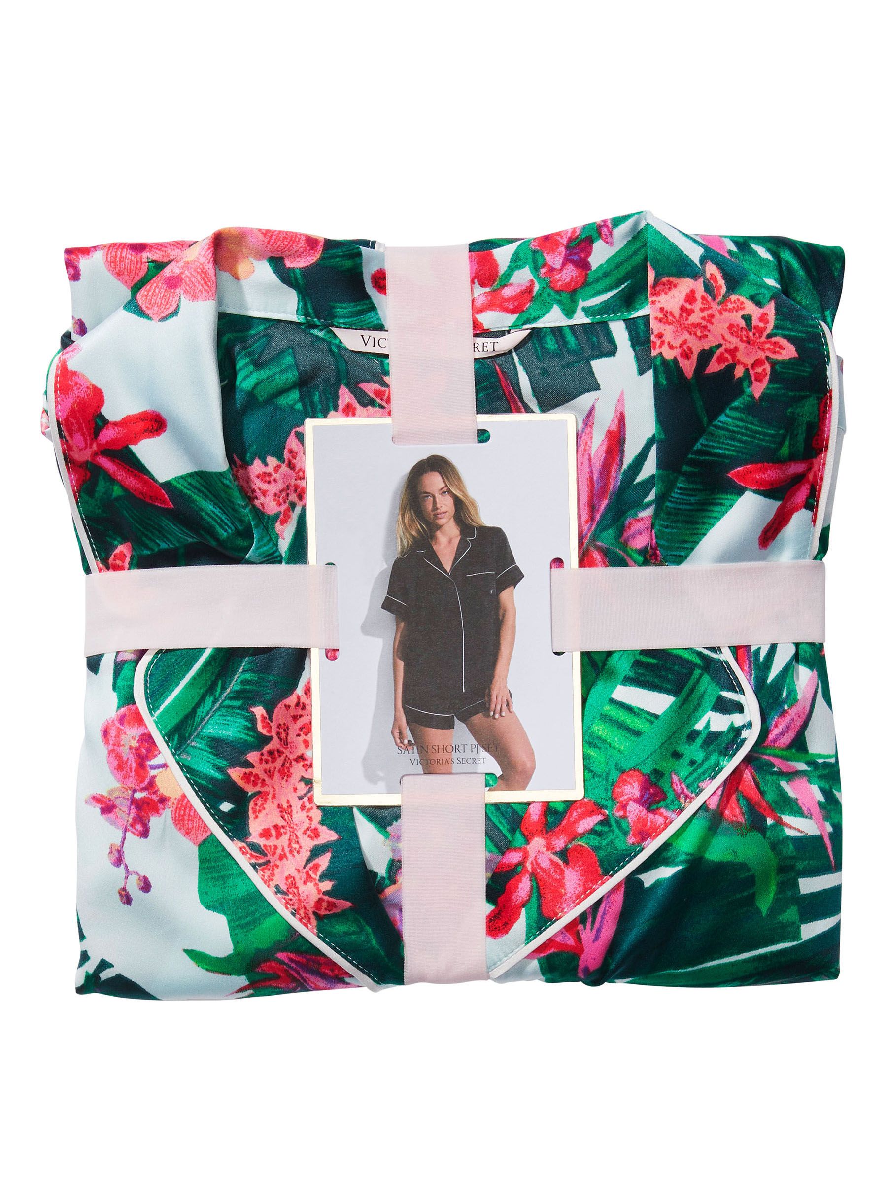 Tropic Resort Green Satin Short Pyjamas - Image 4 of 4