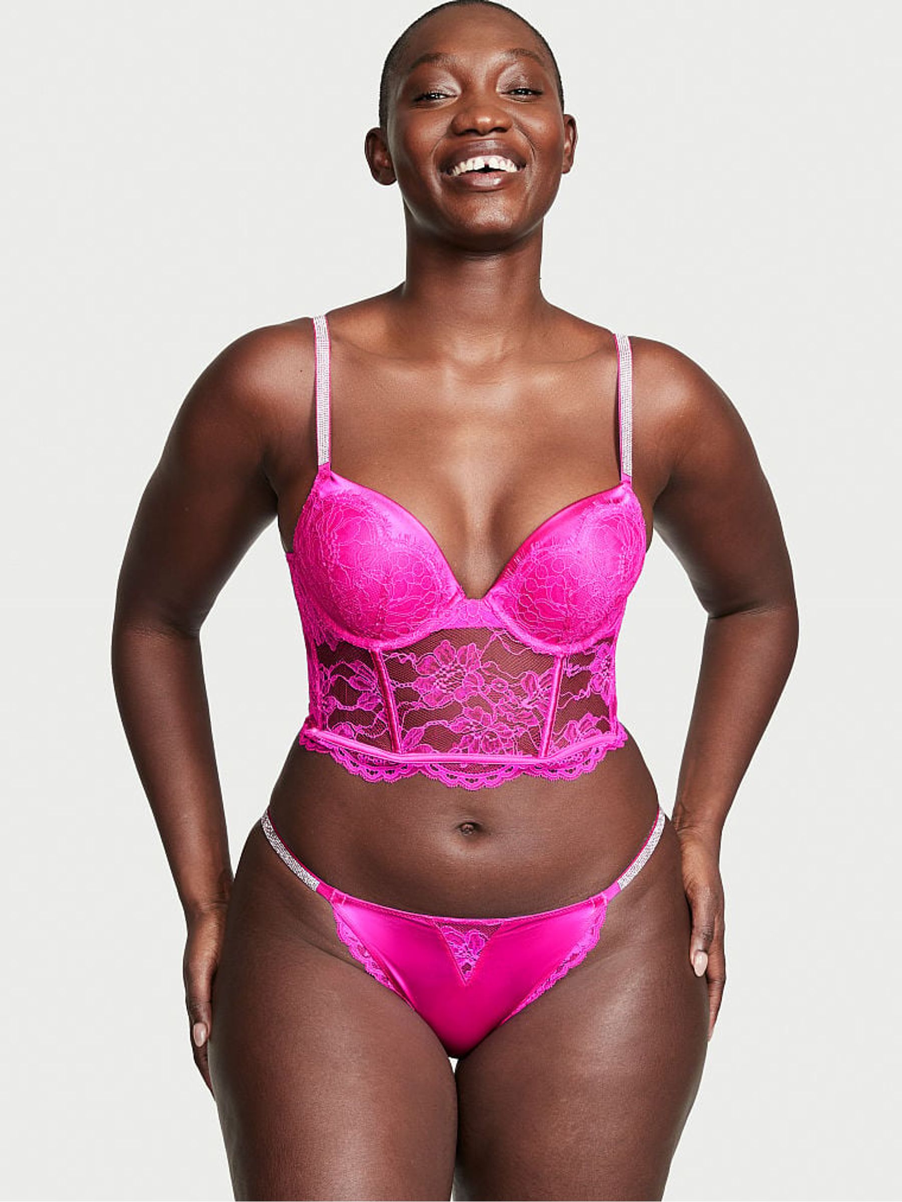 Fuschia Frenzy Pink Cheeky Shine Strap Knickers - Image 1 of 3