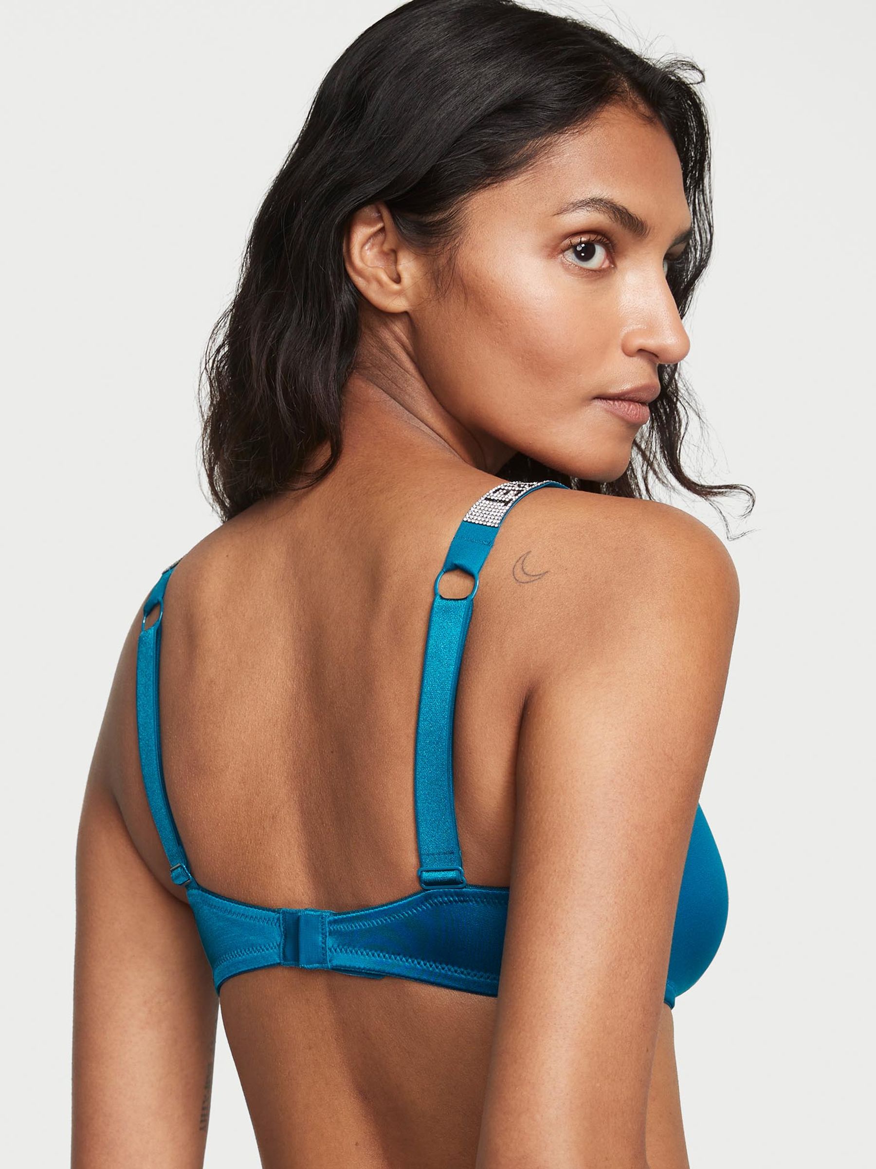 Evening Tide Blue Non Padded Shine Strap Swim Bikini Top - Image 2 of 3
