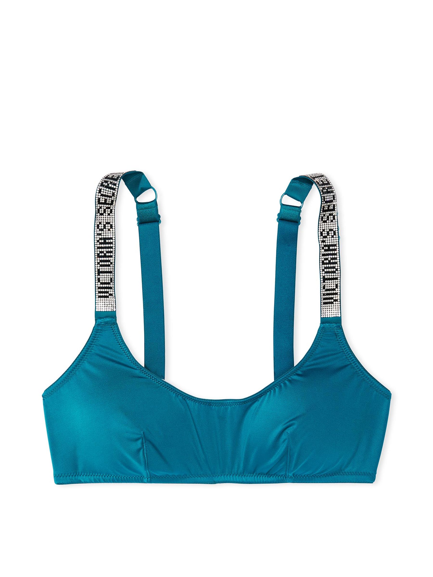 Evening Tide Blue Non Padded Shine Strap Swim Bikini Top - Image 3 of 3