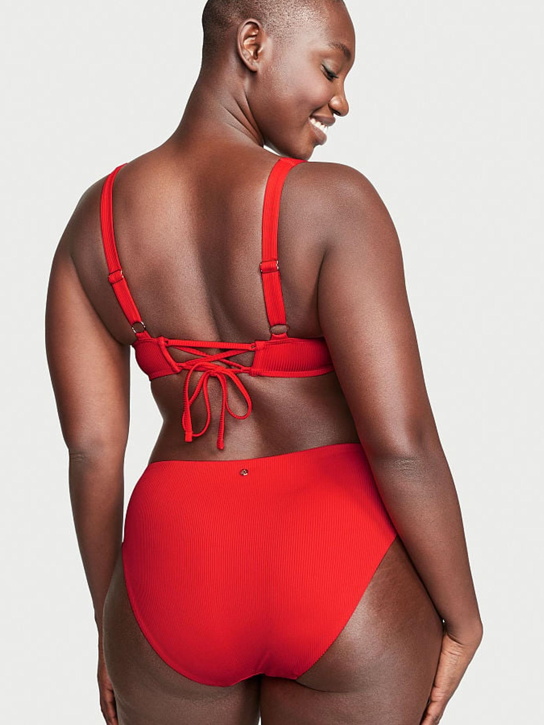 Flame Rib Red Balconette Swim Bikini Top - Image 2 of 4
