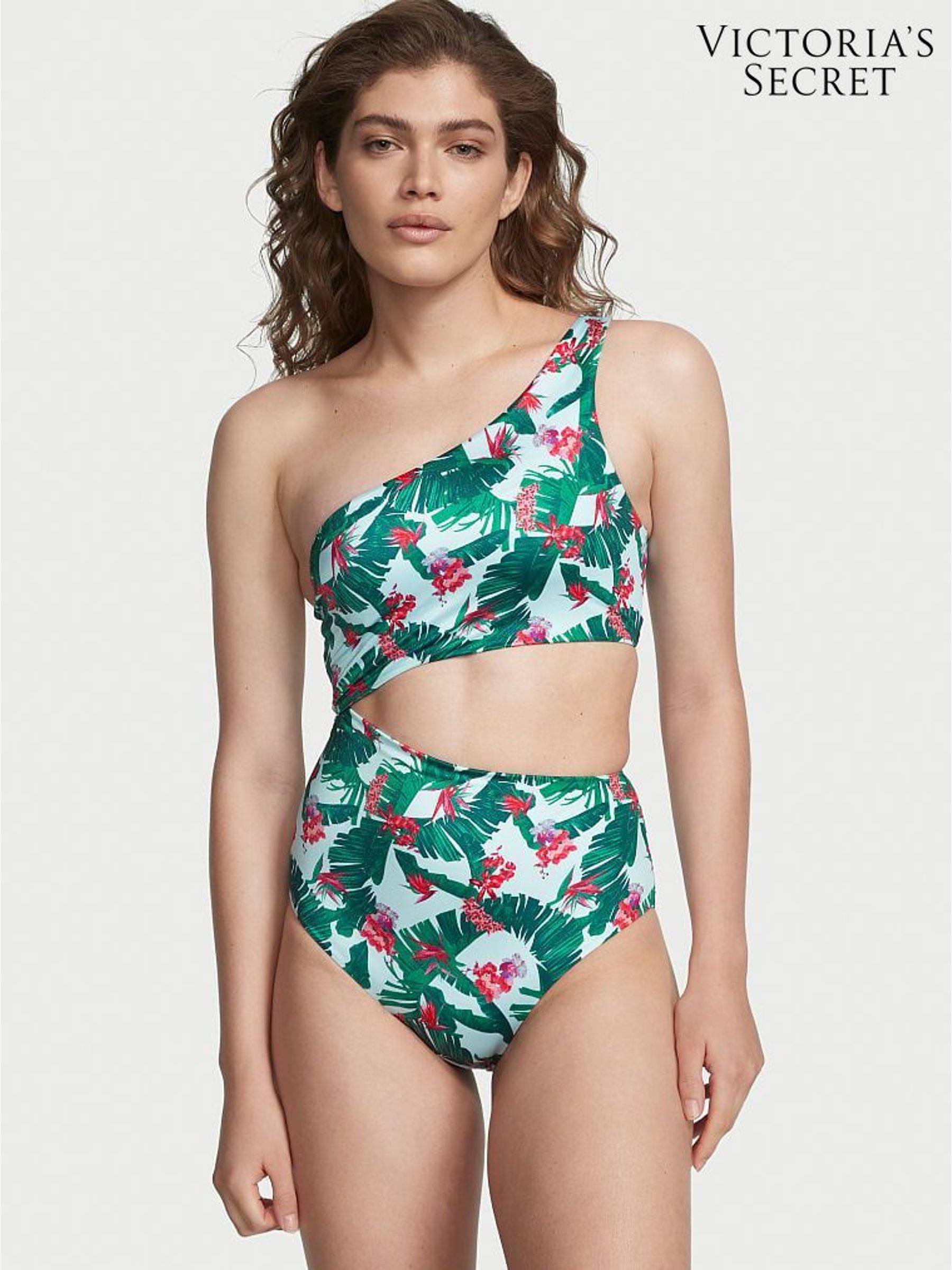 Blue Palm One Shoulder Swimsuit - Image 6 of 6