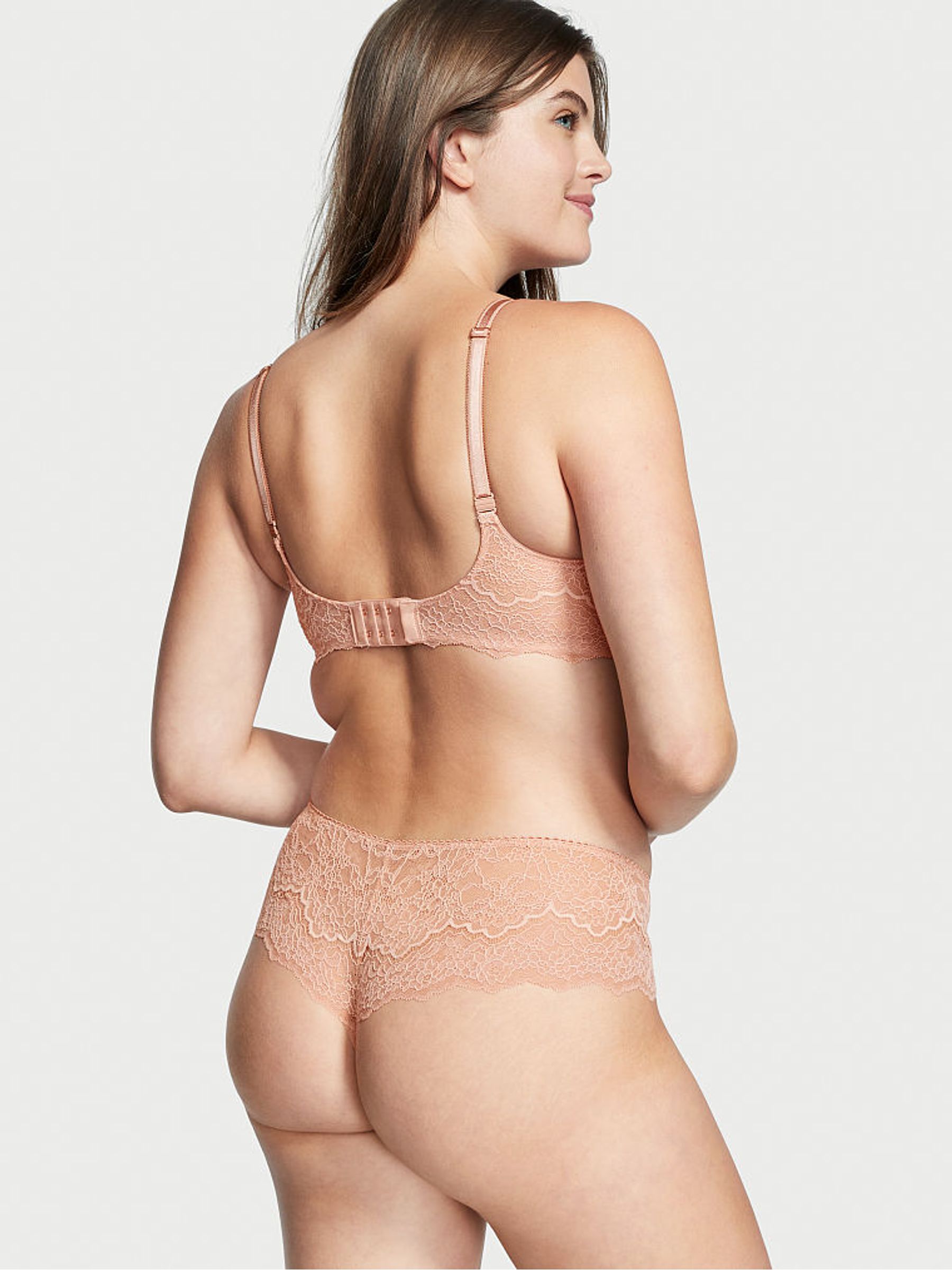 Sweet Praline Nude Lace Trim Hipster Thong Knickers - Image 2 of 3