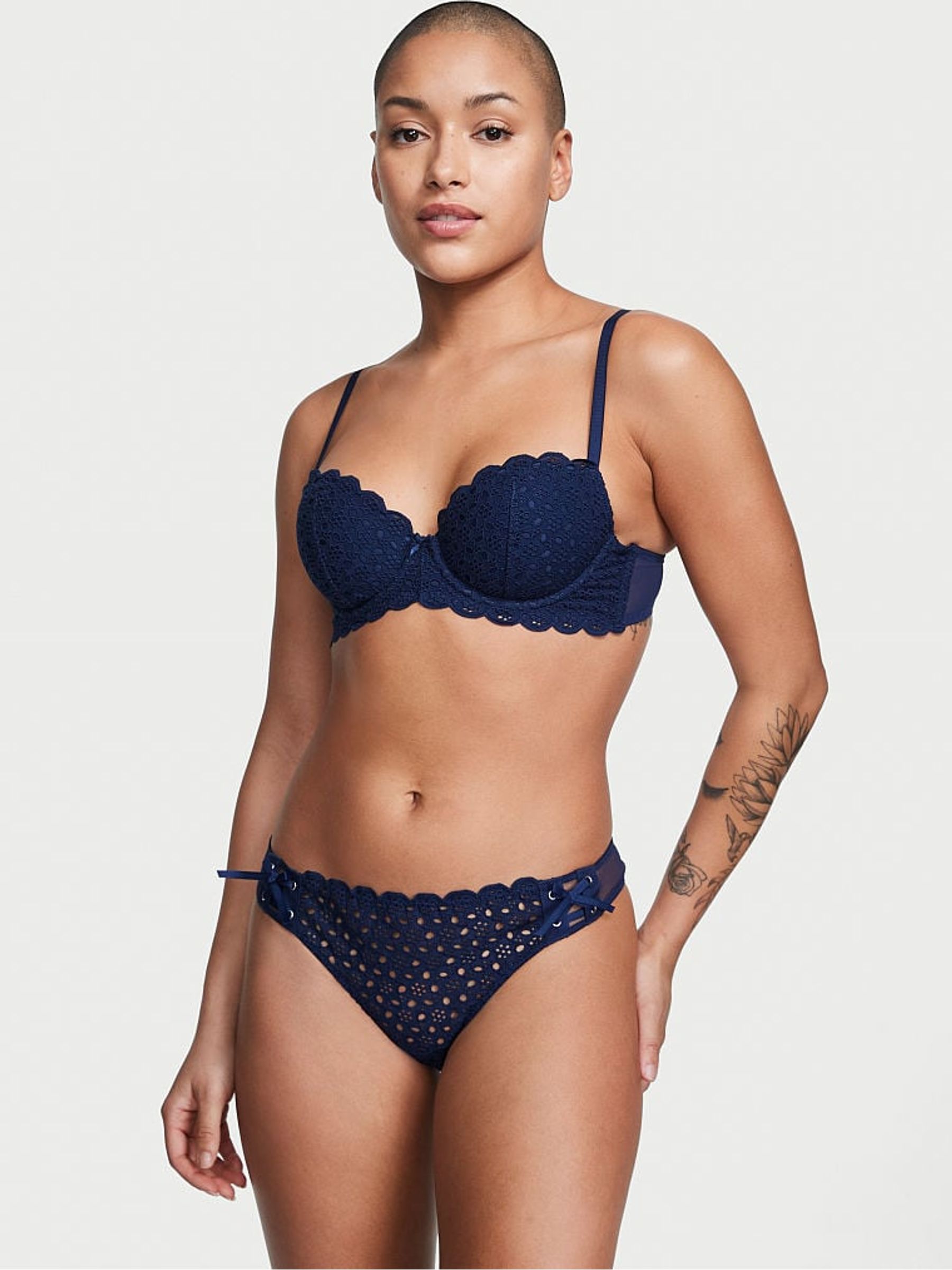 Ensign Navy Blue Thong Lace Knickers - Image 1 of 4