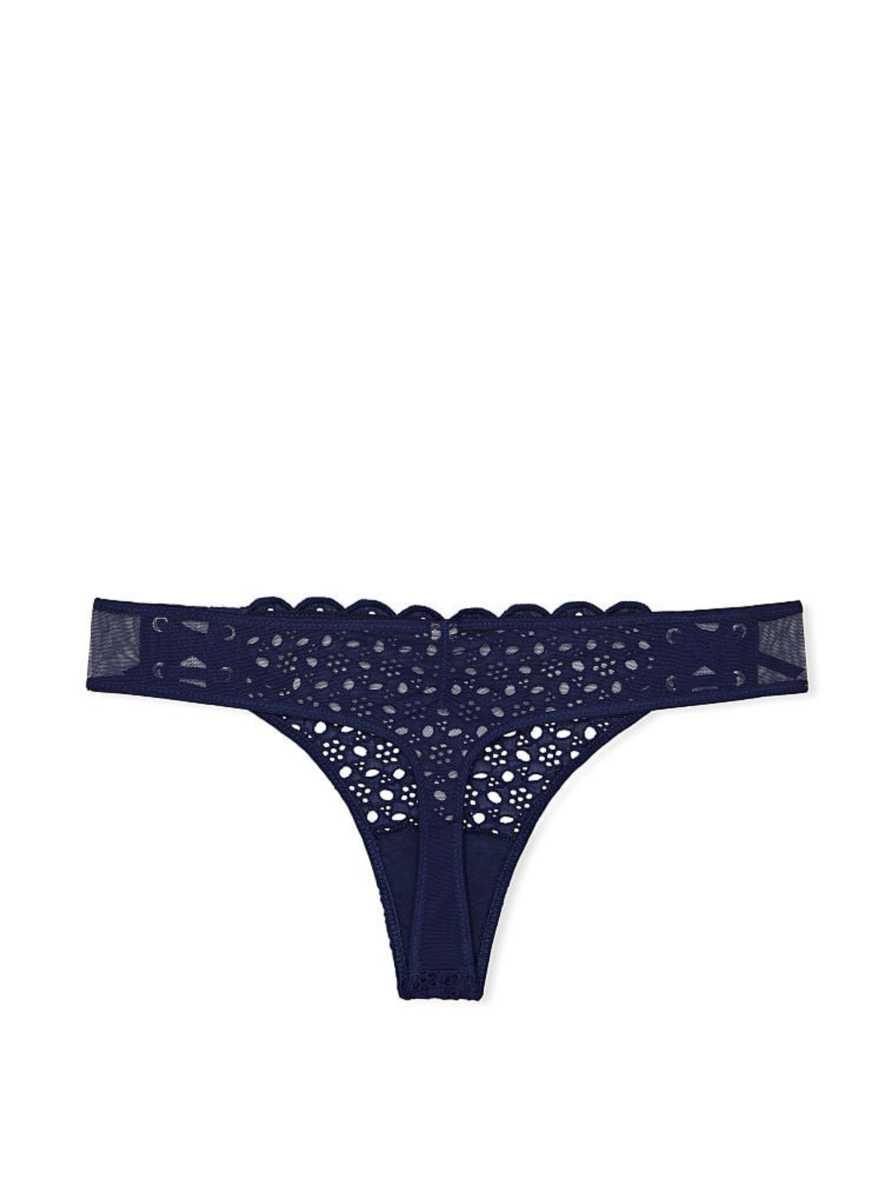 Ensign Navy Blue Thong Lace Knickers - Image 4 of 4