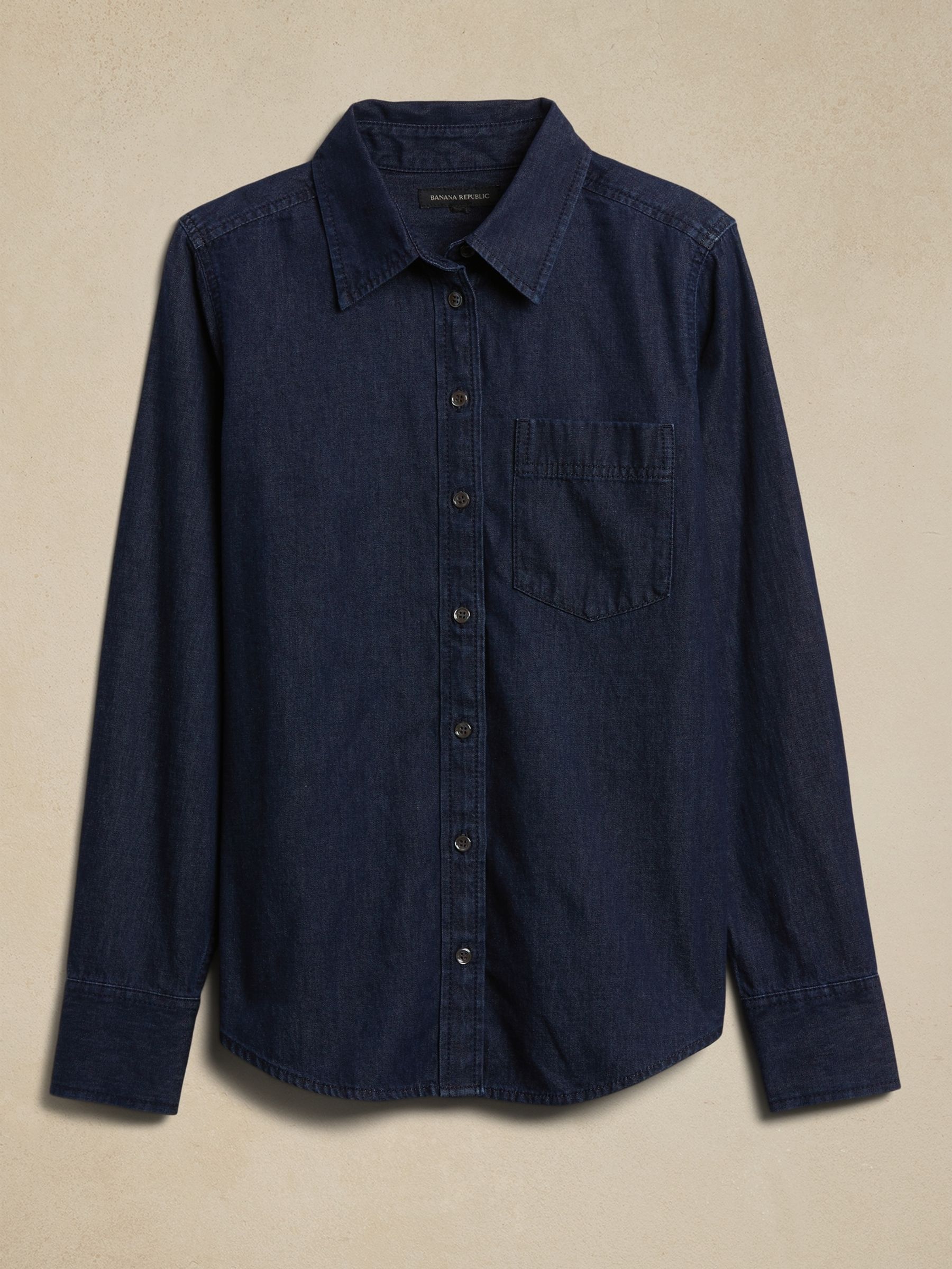 Banana Republic Blue Classic Denim Shirt - Image 4 of 4