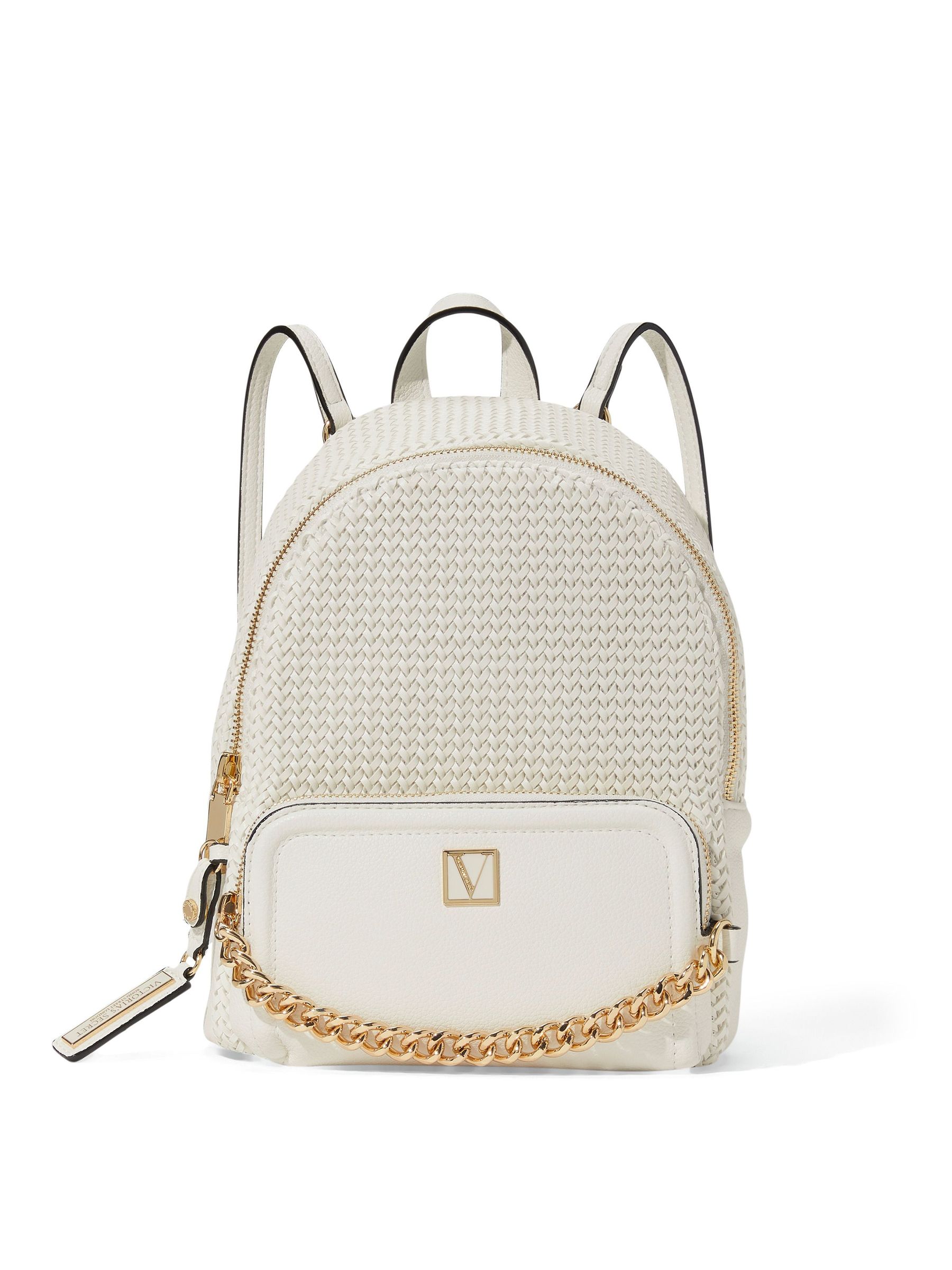 Victoria’s Secret backpack with gold hardware Victoria Secret baby blue and gold mini Backpack.... | Depop main image 3