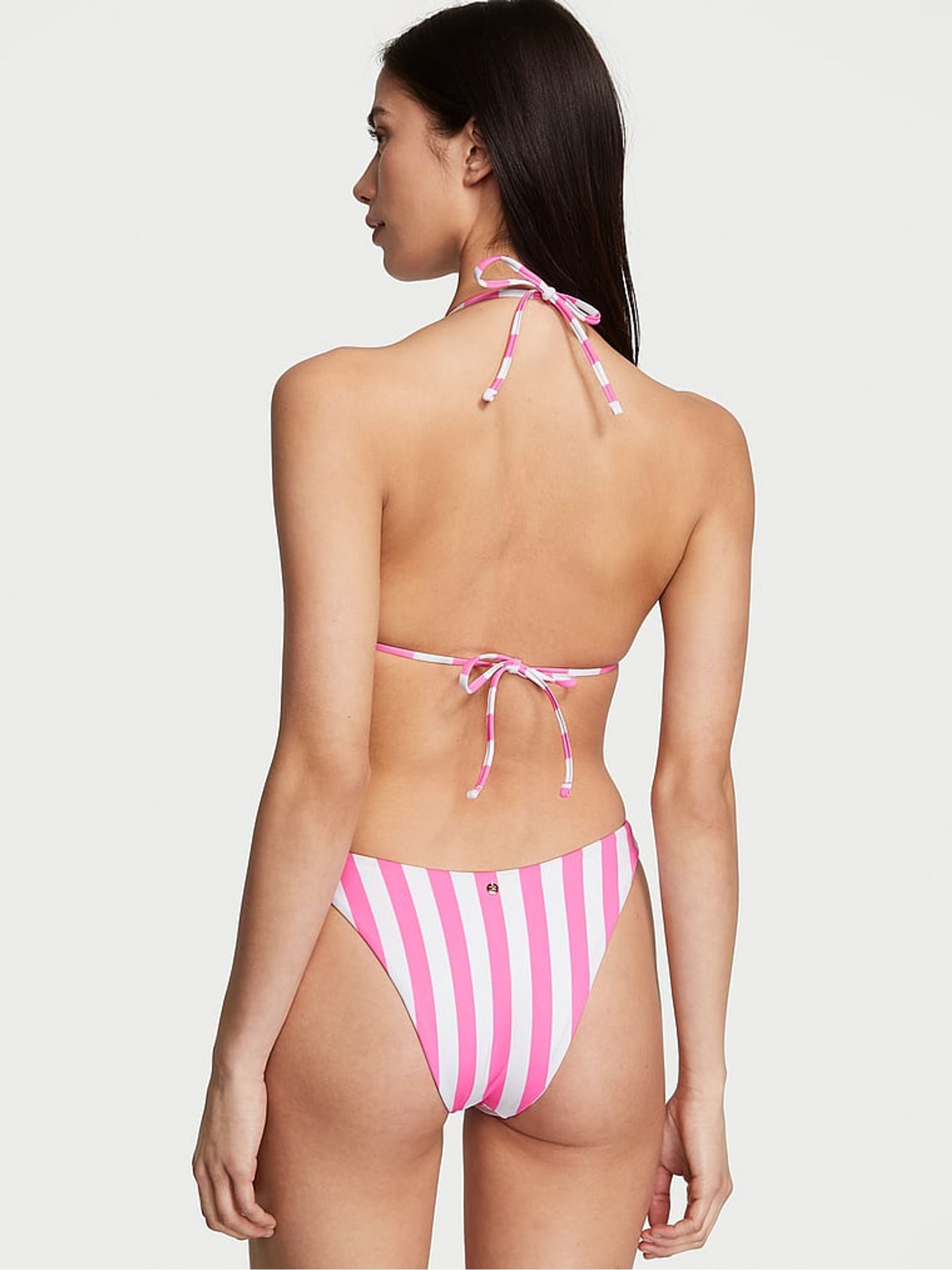 Pink Stripes High Leg MixandMatch Crossover HighWaist Bikini Bottom - Image 2 of 3