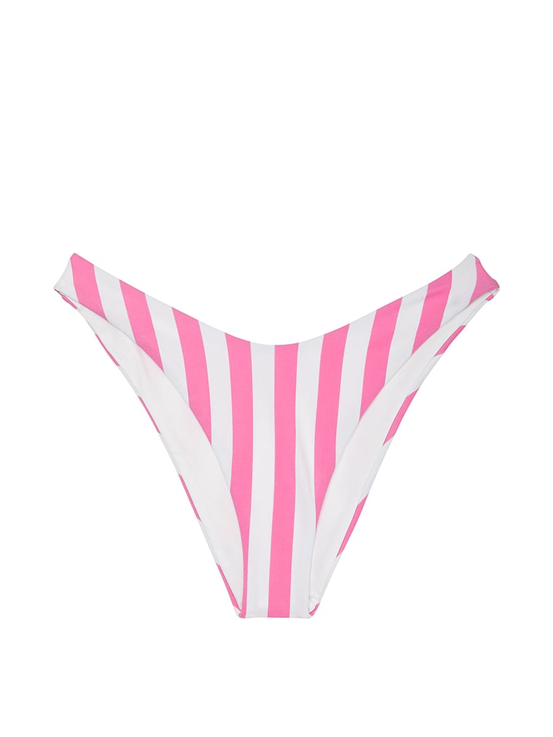 Pink Stripes High Leg MixandMatch Crossover HighWaist Bikini Bottom - Image 3 of 3