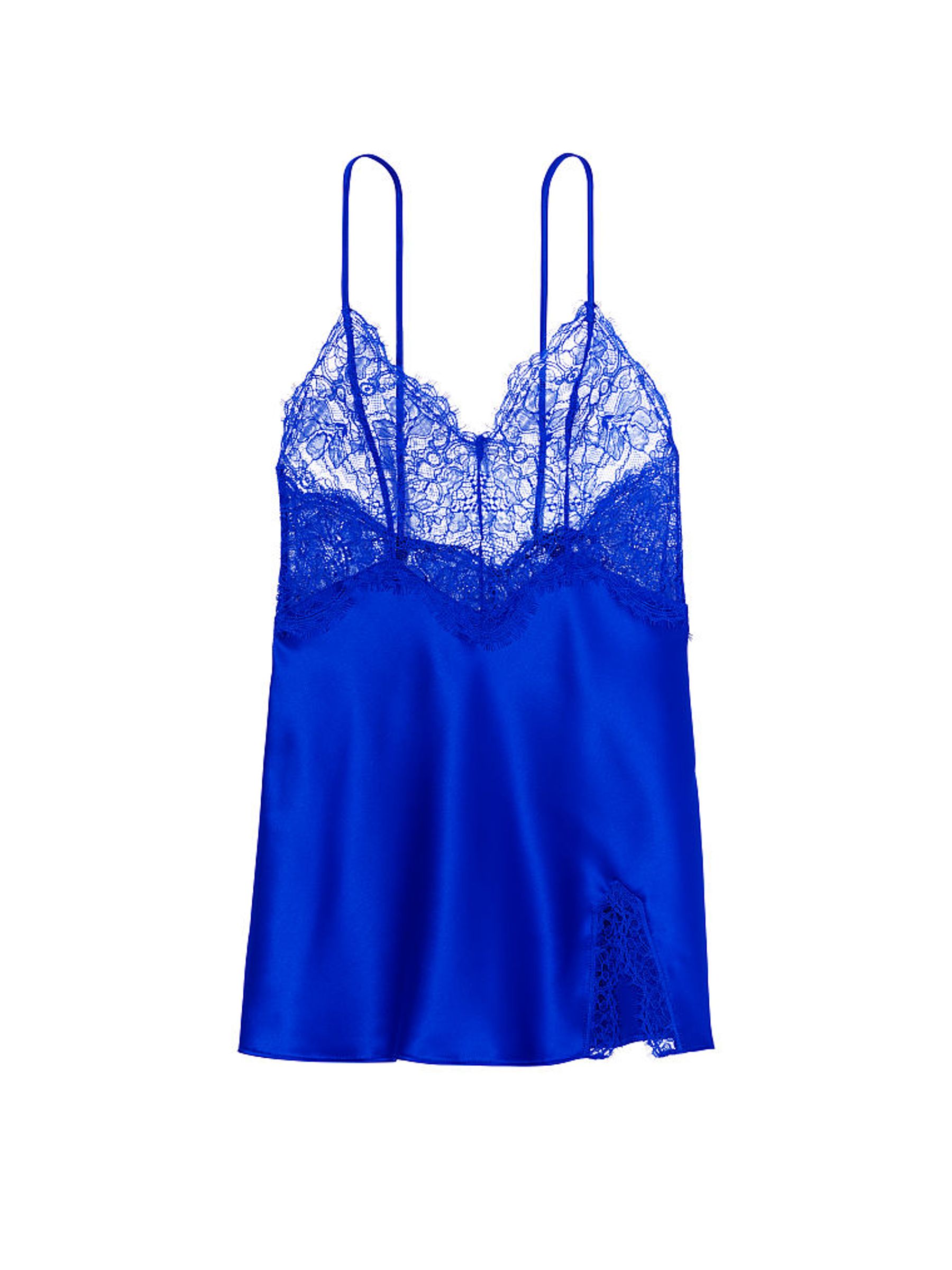Blue Oar Satin Lace Slip Dress - Image 3 of 3