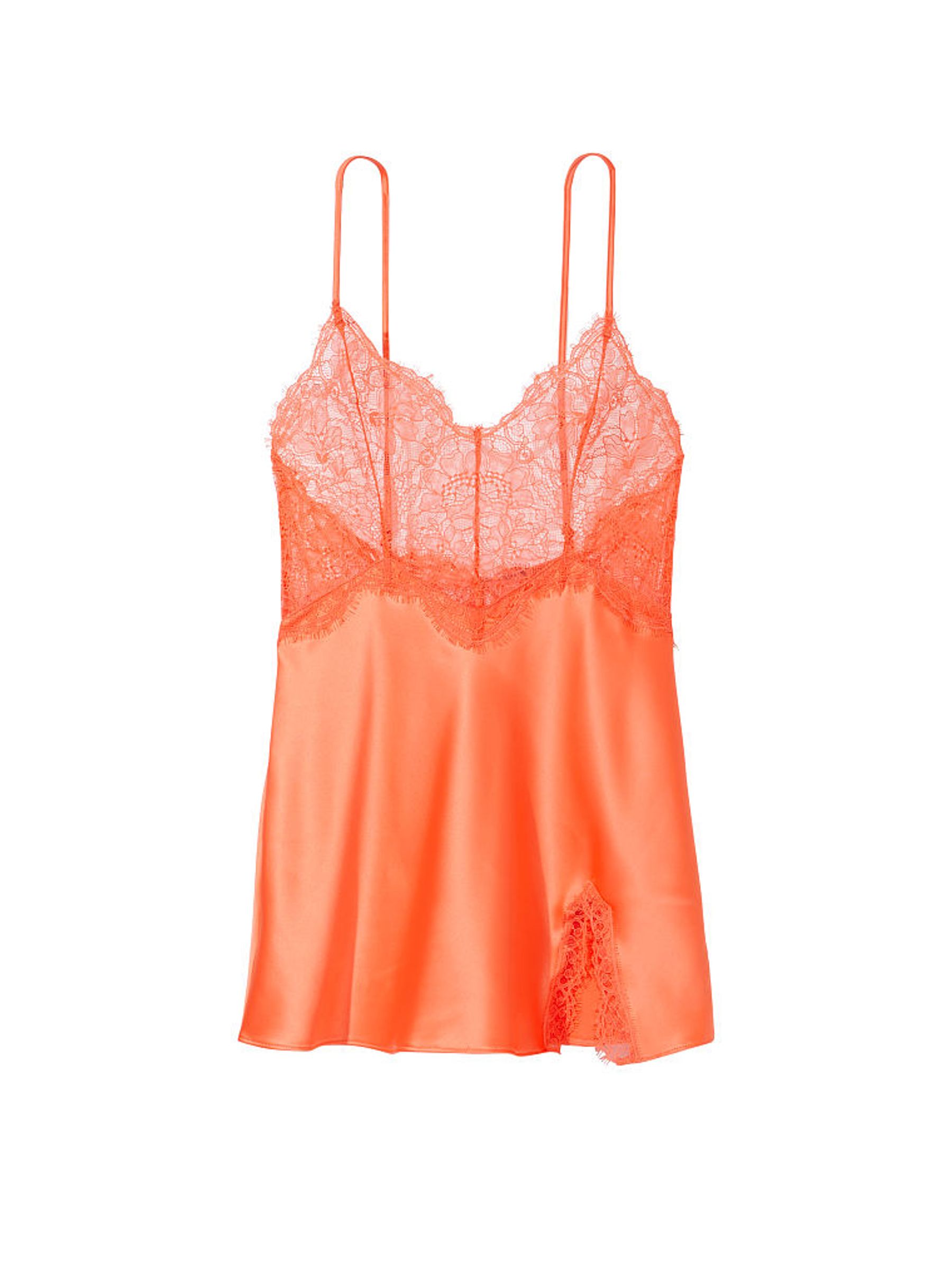 Coral Rose Satin Lace Slip Dress - Image 3 of 3