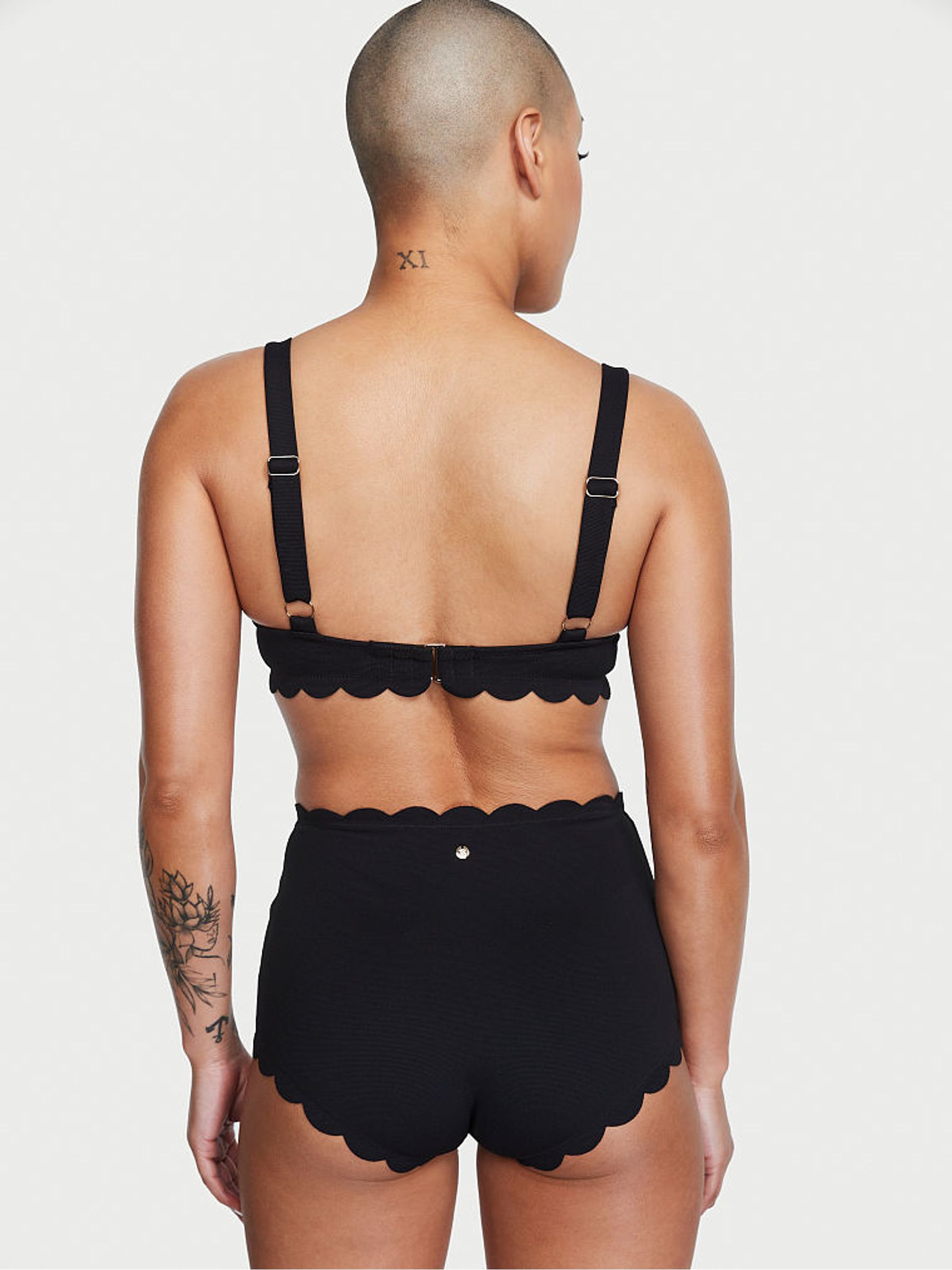 Black Brief Scallop Boyshort Swim Bikini Bottom - Image 2 of 3