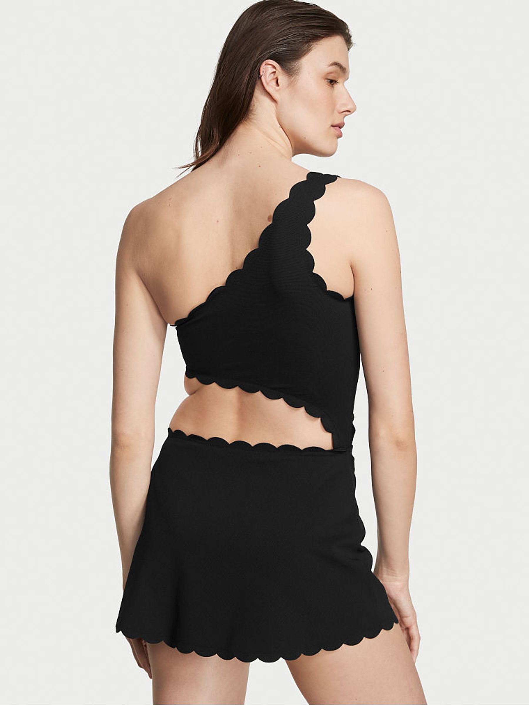 Black Scallop Swim Dress - Image 2 of 3