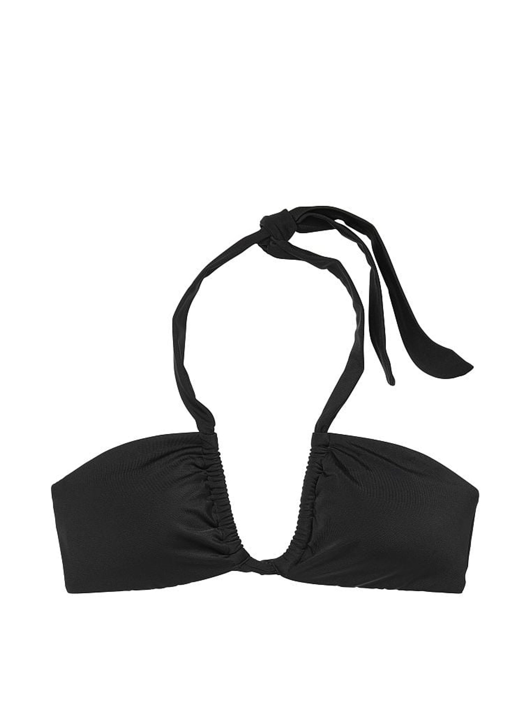 Black Halter Twist Balcony Bra Bikini Top - Image 3 of 3