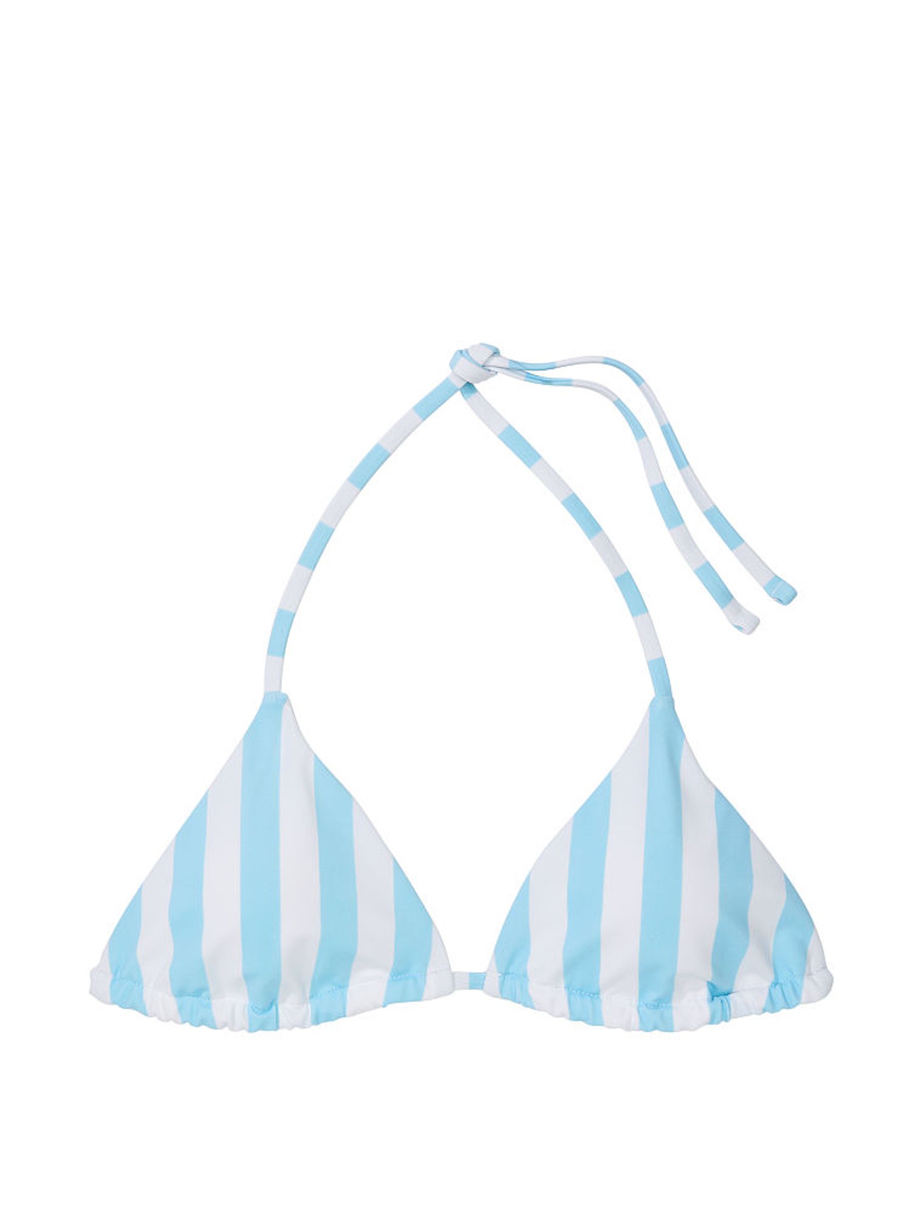 Aqua Blue Cabana Stripe Triangle Swim Bikini Top - Image 3 of 3