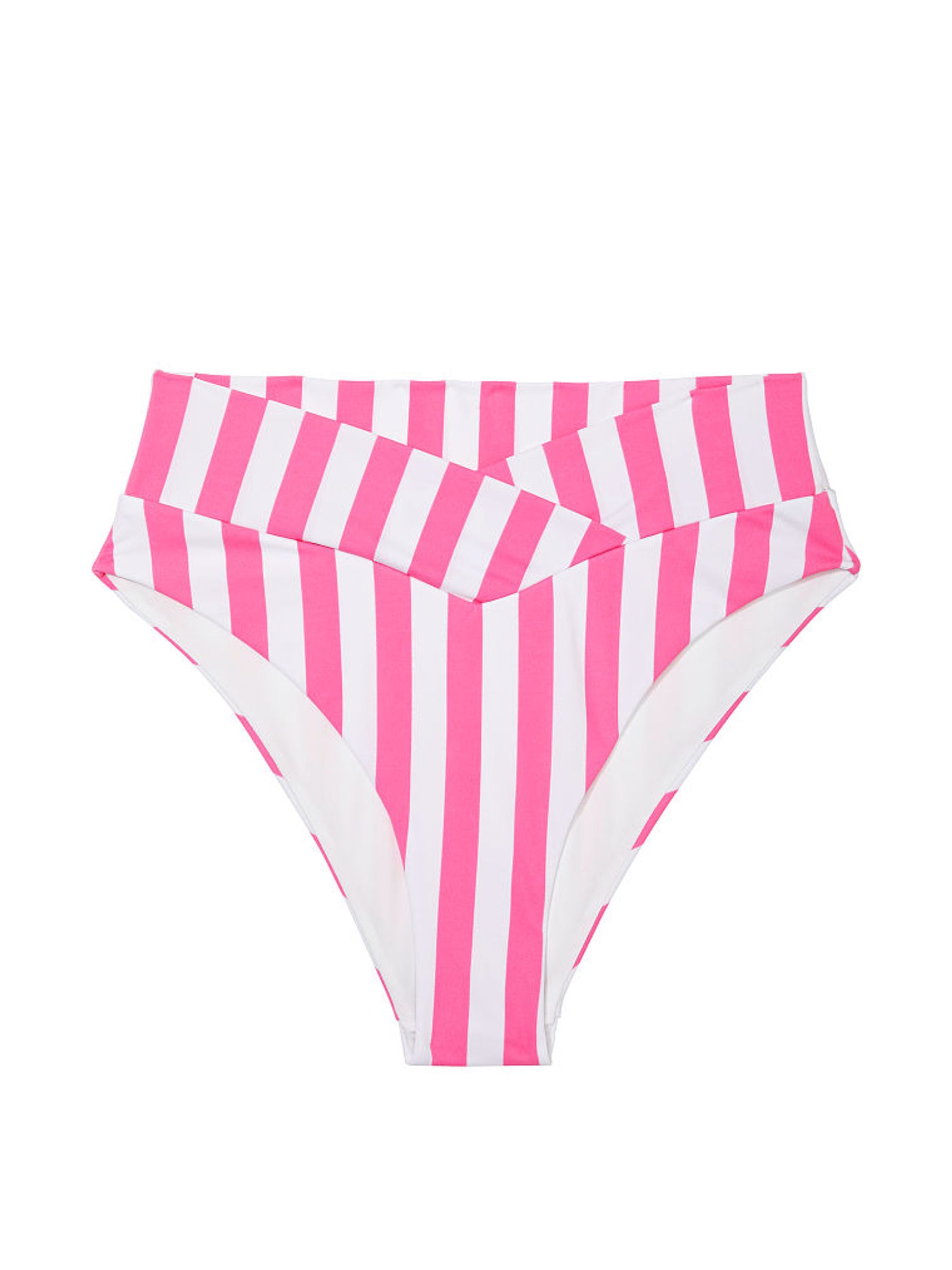 Pink Stripes High Waisted MixandMatch Crossover HighWaist Bikini Bottom - Image 3 of 3