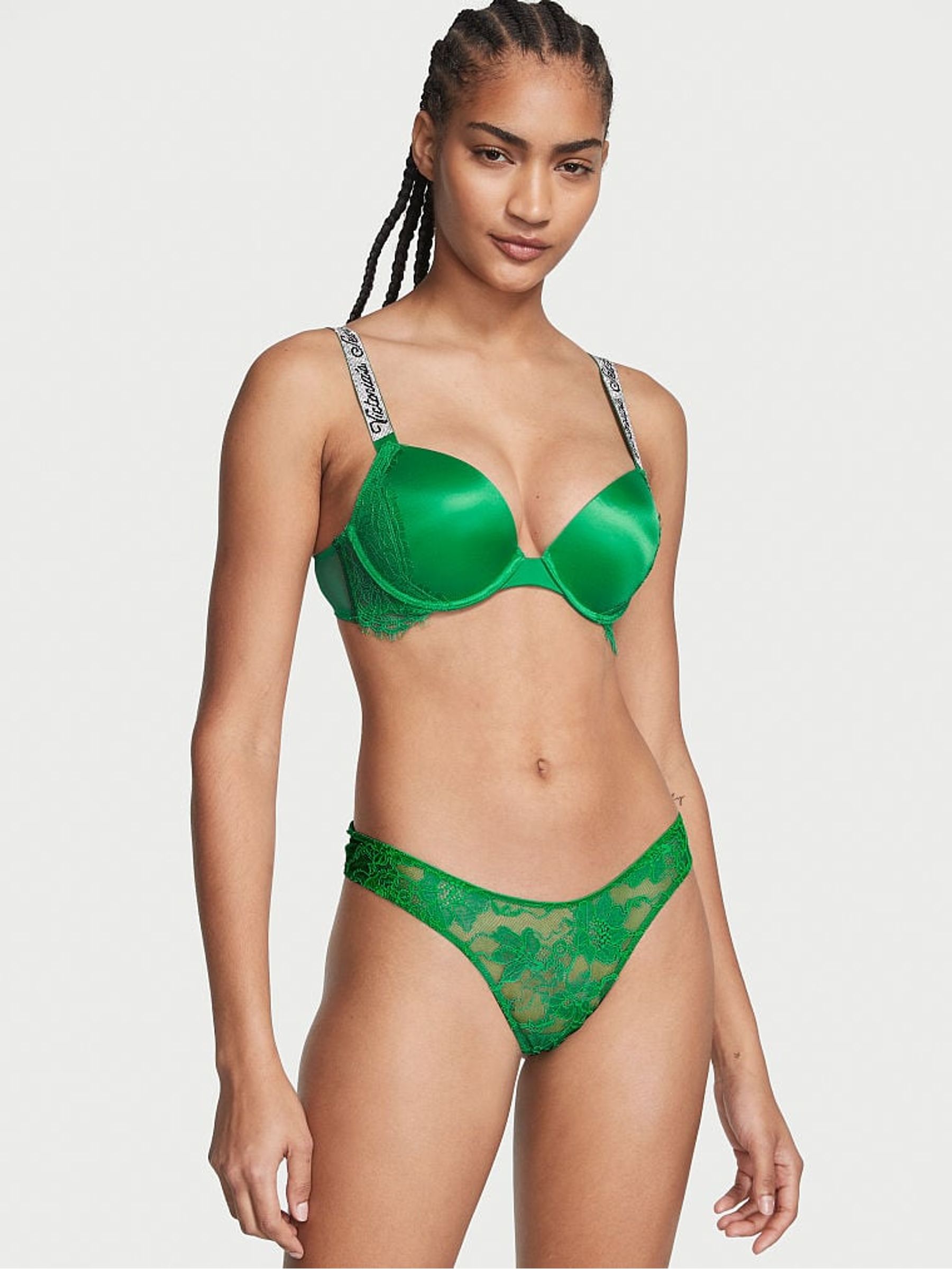 Verdant Green Shine Strap Cutout Back Thong Knickers - Image 1 of 1