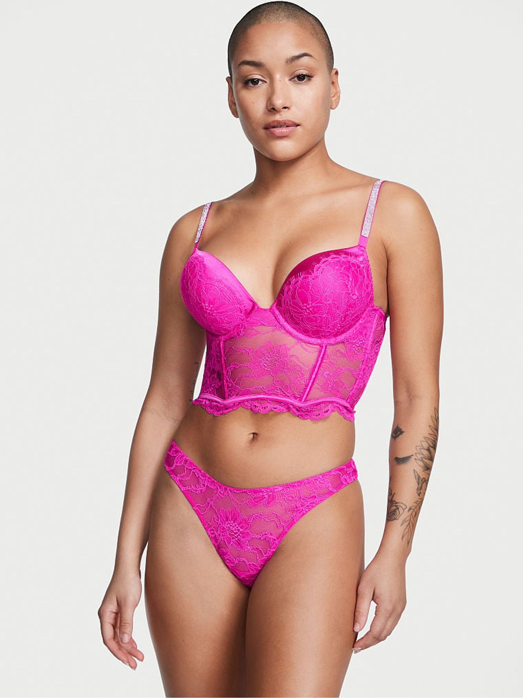 Fuchsia Frenzy Pink Shine Strap Cutout Back Thong Knickers - Image 1 of 1